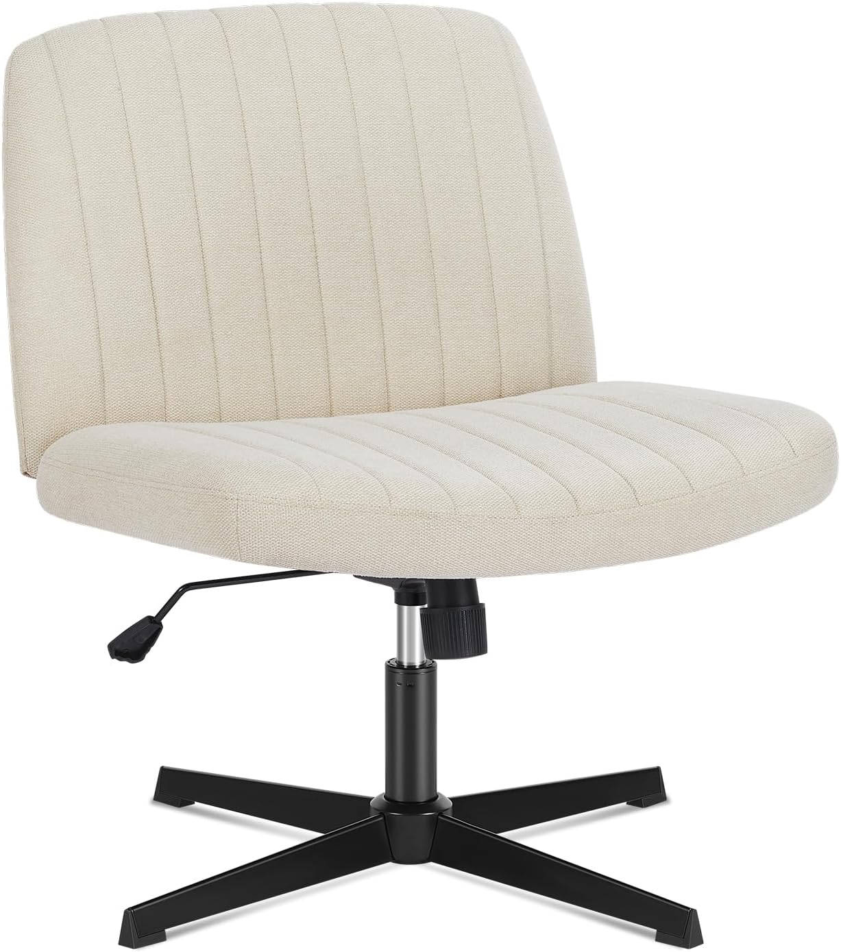 Sweetcrispy Office Chair No Wheels - Armless Desk Chair No Wheels Cross Legged Office Chair Wide Swivel Home Office Desk Chairs