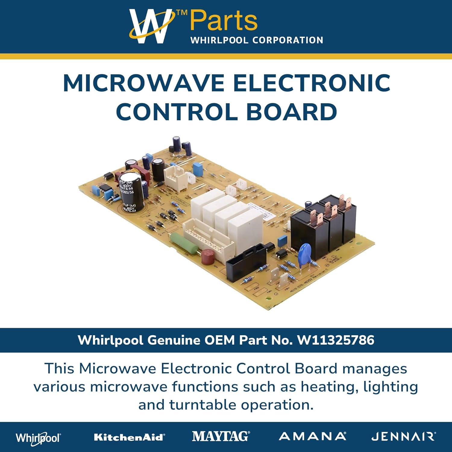 Whirlpool W11325786 OEM Microwave Electronic Control Board, Multicolor