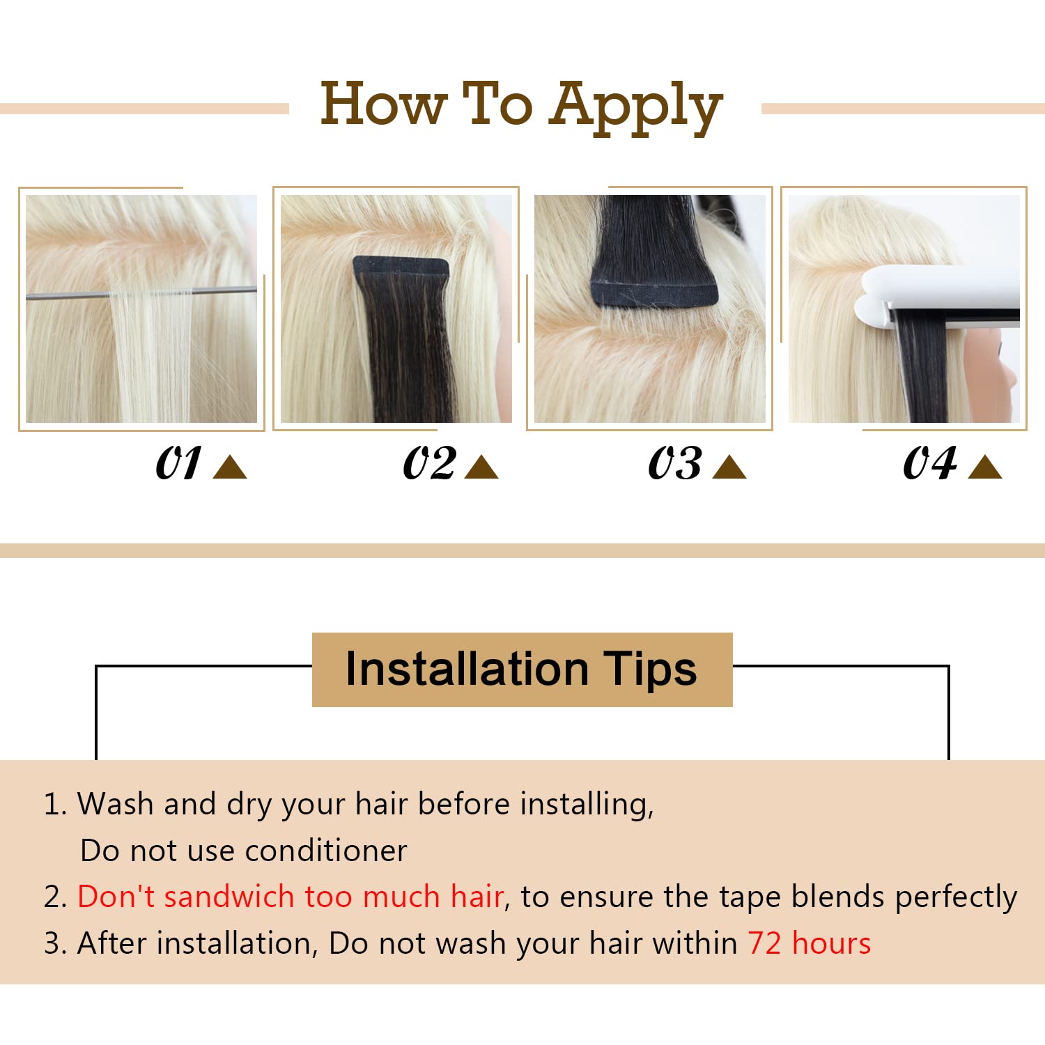 Tape in Hair Extensions Human Hair Straight Seamless Human Hair