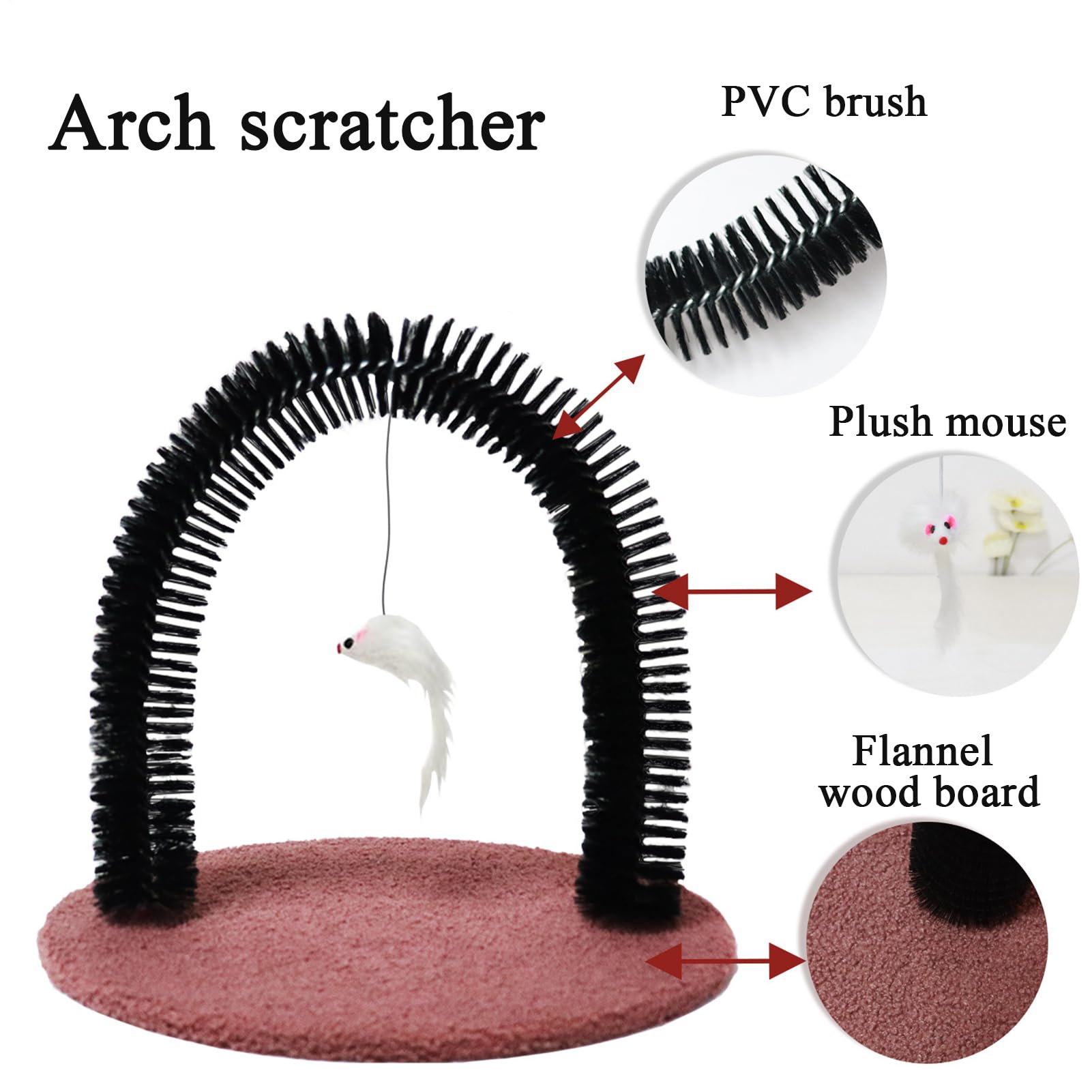 Cat Groomer, Arch Grooming Brush, 14.2x11.4x13.4inch, Shedding Massager Tool, Sturdy Bristles for Hair Removal, Self-Grooming Station, Ideal for Kittens, Cats, Rabbits, Home Use