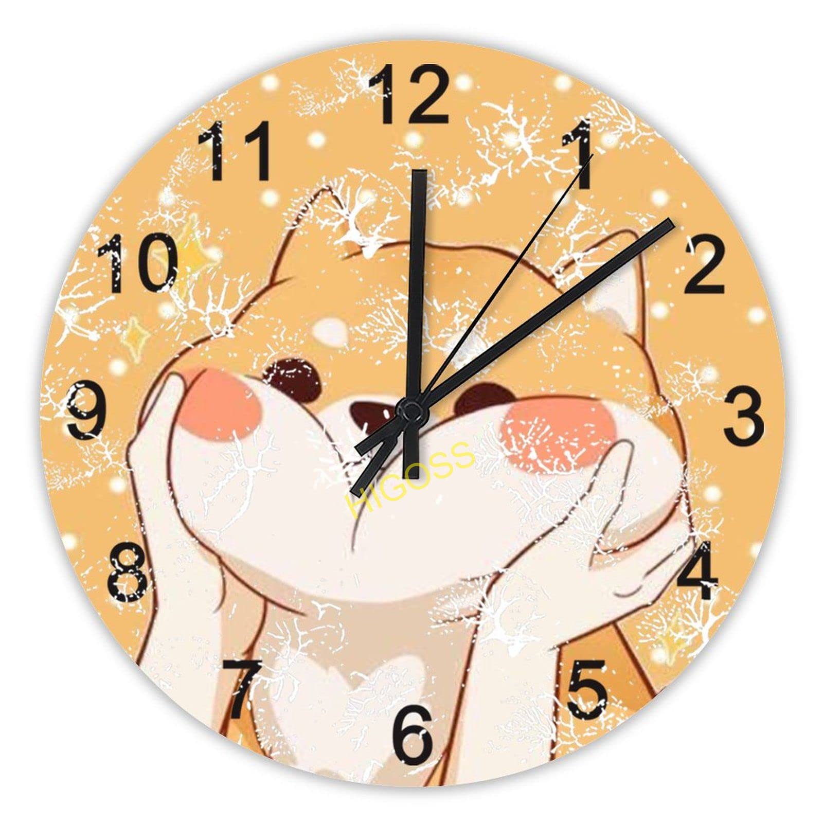 Horloge murale silencieuse sans tic-tac 38 cm en bois motif chien