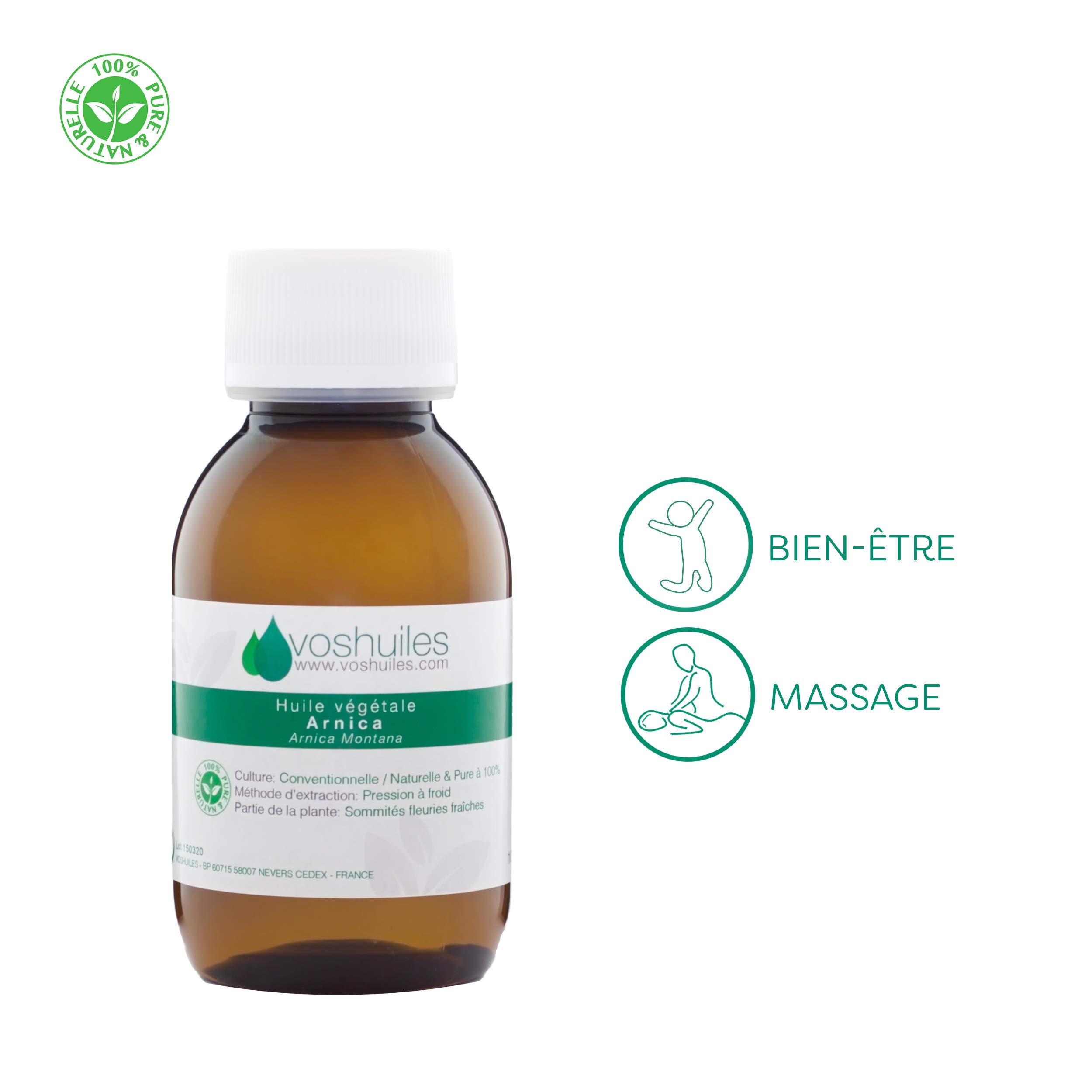 Aceite vegetal de flores de arnica - 100% puro y natural - Uso de la piel - Arnica Montana - Flower macerá - Ideal para la preparación deportiva y la recuperación - 100 ml - Vunthuiles