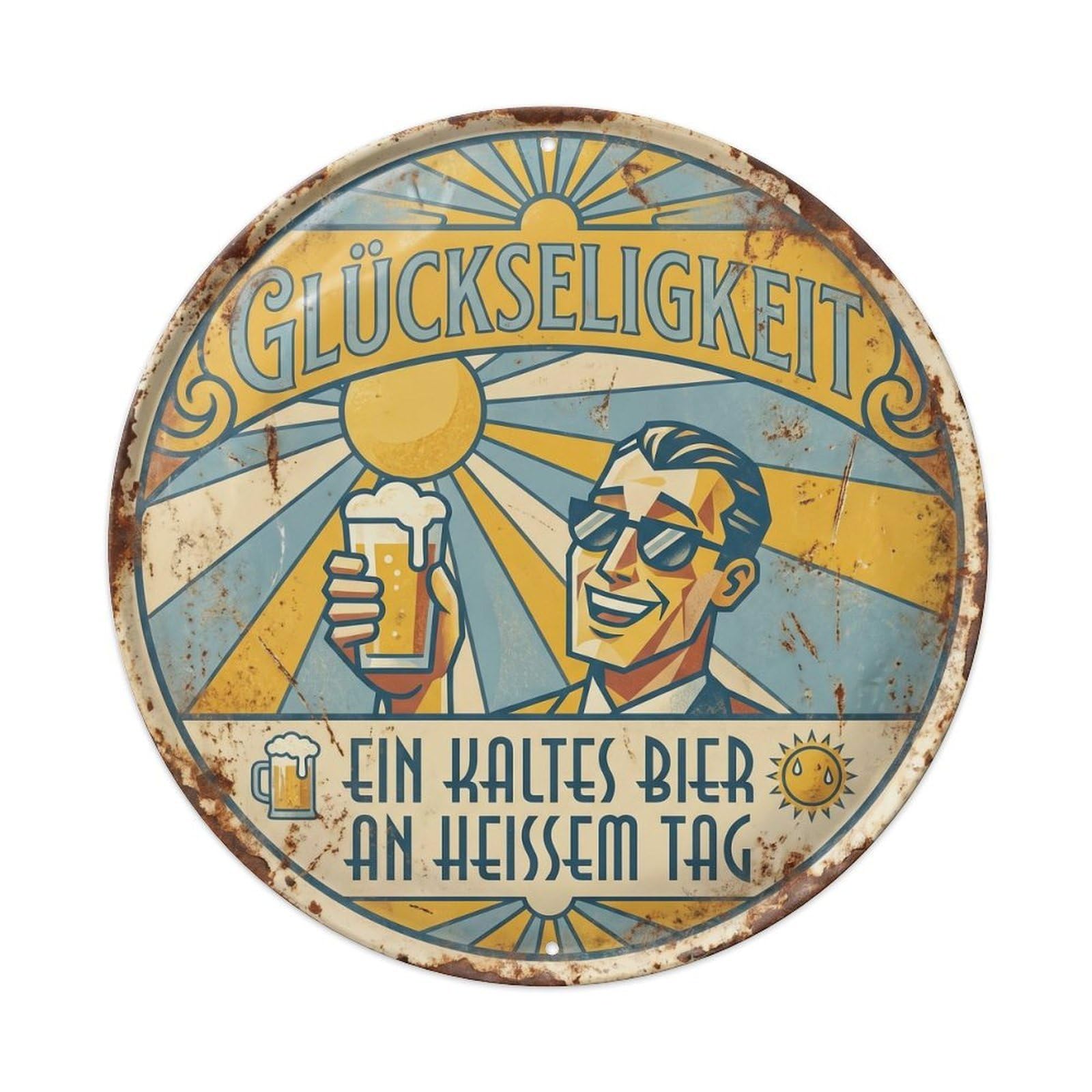 Vintage Bar Style Glückseligkeit Humorous Lounge Bliss Metal Tin Sign Plaque Wall Decor for Cafe, Club, Garden Round Metal Poster 8x8Inch