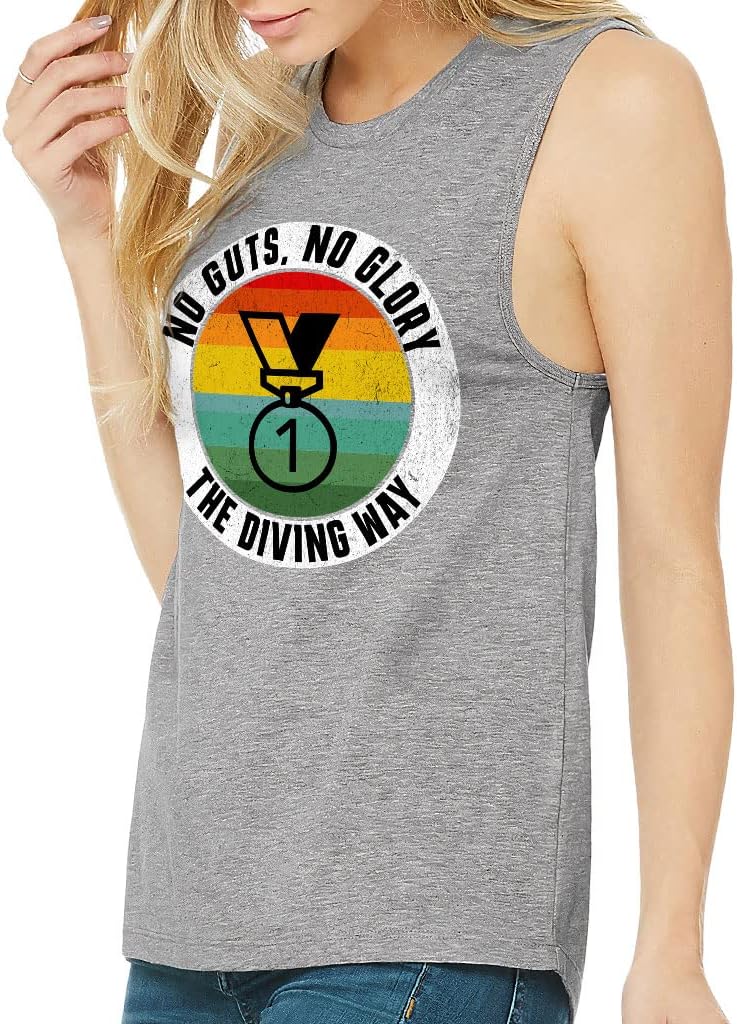 No Guts No Glory Women's Muscle Tank - Cute Design Tank Top - Diver Workout Tank