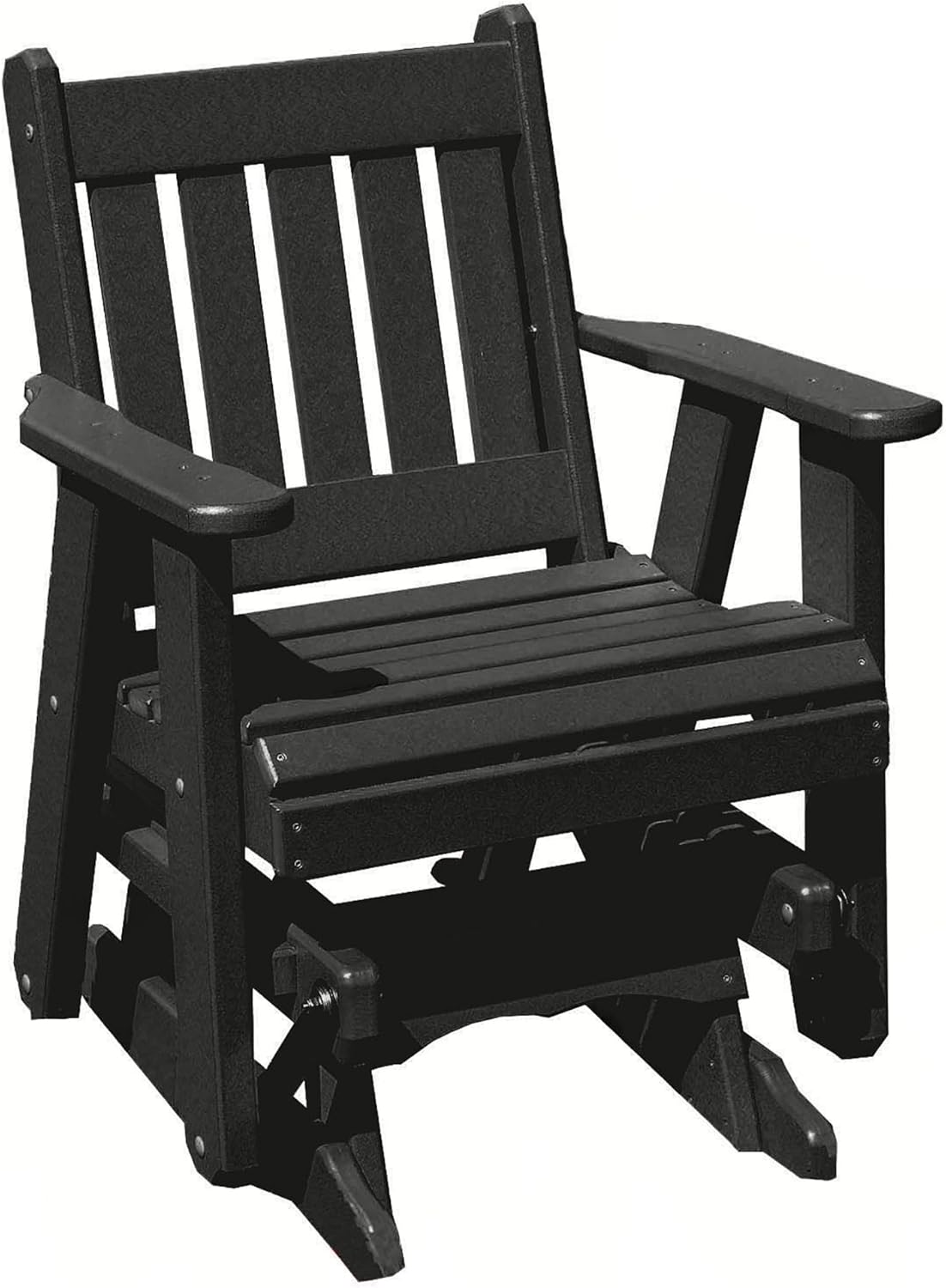 Amish Craftsmanship Made in USA 2FT Heavy Duty Poly Lumber Wood Porch Glider Premium Colors HDPE with No wood fibers Mission English Series design 500 lbs Limit With Cupholders Solid-White