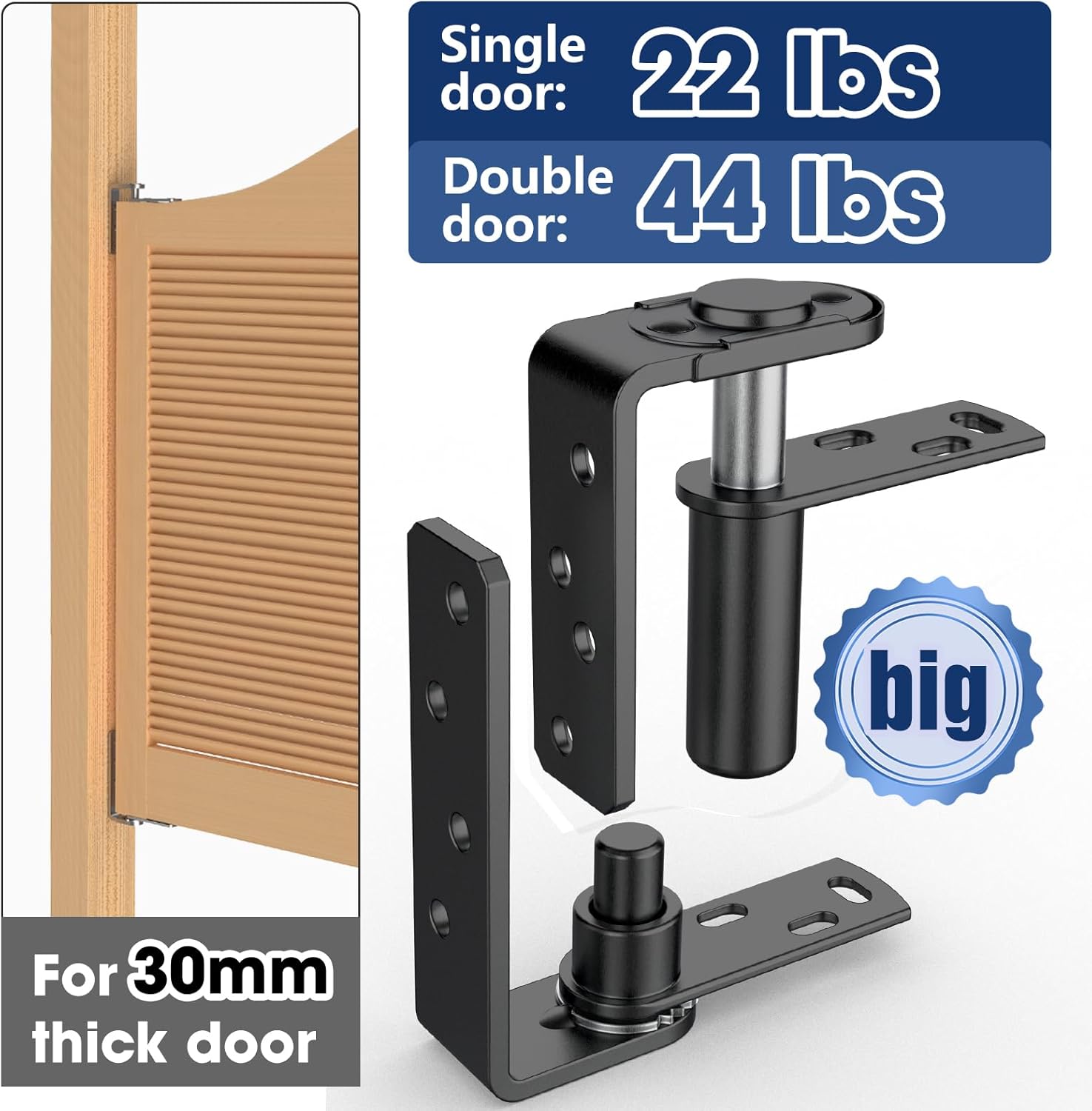 Saloon Door Hinges, Cafe Door Hinges Heavy Duty Self Closing, Swinging Door Hinge 304 Stainless Steel for Cafe Bar, Swing Door, Louvre Doors (Black 2Pcs)