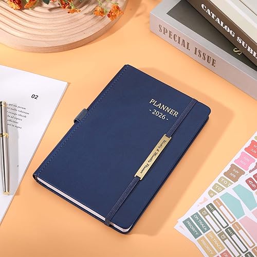 Vista 21 de Tiankool Agenda 2026, enero 2026 - diciembre 2026, agenda semanal y mensual con calcomanías, cierre elástico, bolsillo interior, esquina redonda