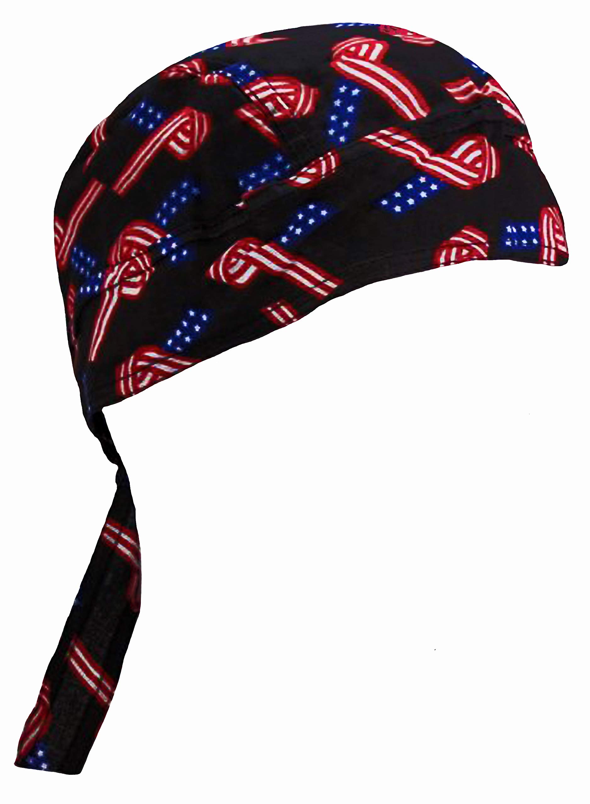American Flag Doo Rag Patriotic Skull Caps Stars and Stripes Red White Blue Black