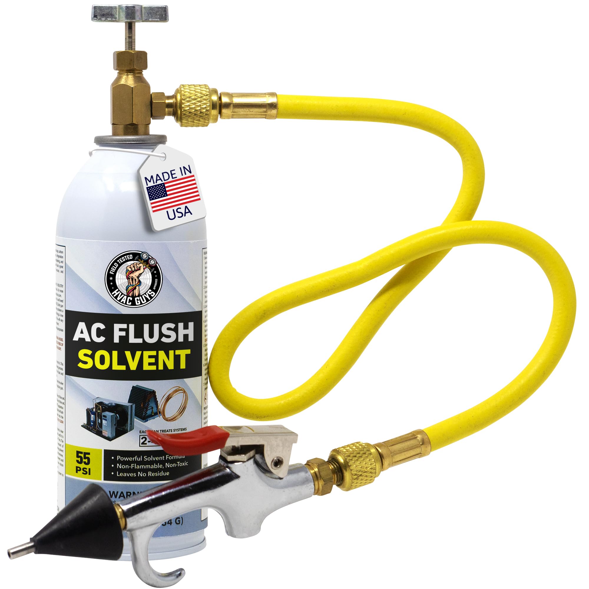 Leak Saver AC Flush Solvent Kit | Pressurized AC Flush Kit Solvent for Cleaning HVAC Line Set and Any Refrigerant-Based Systems