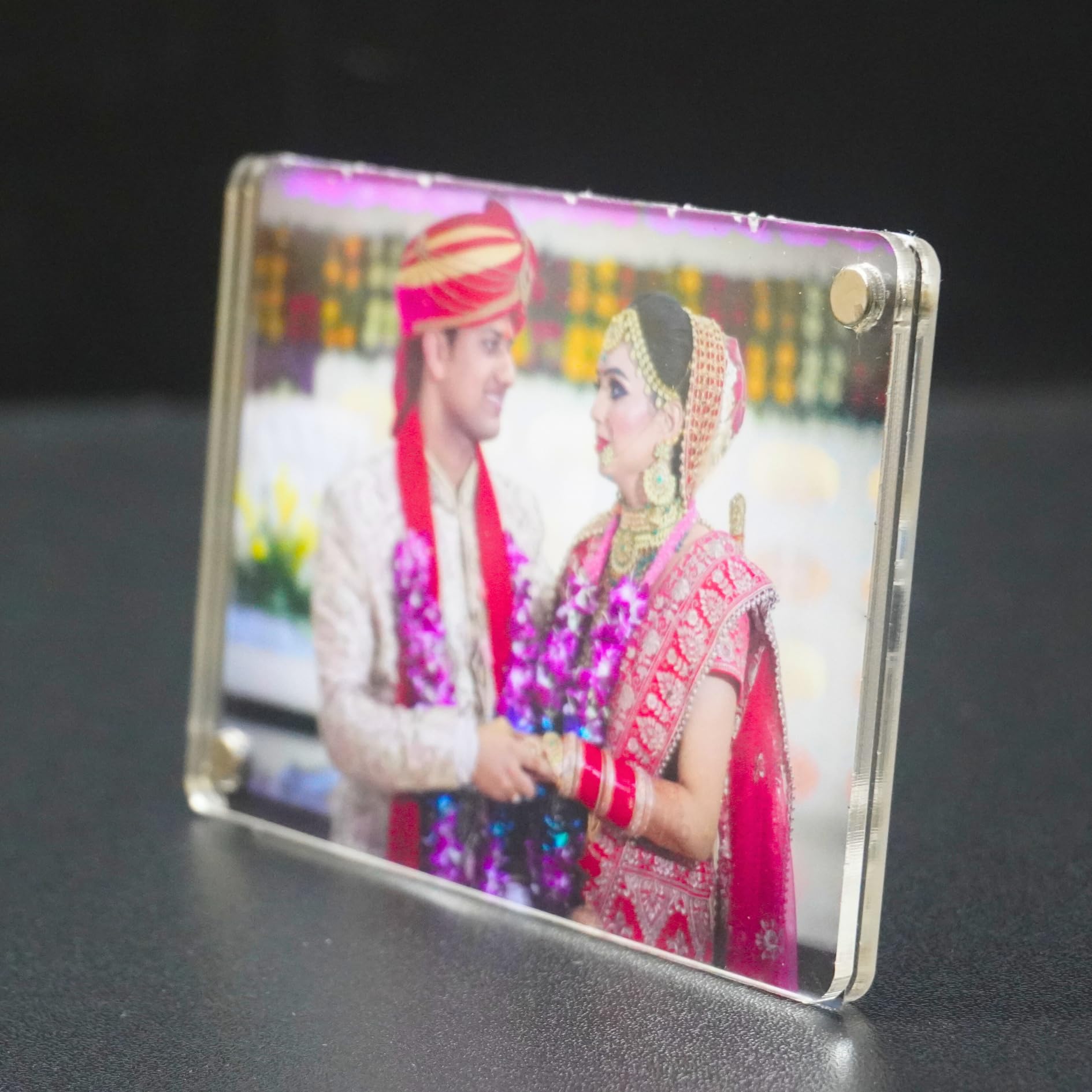 Bhagwate Premium Magnetic Acrylic Photo Frames, Customise Polaroid Fridge Magnetic Photo Frame I Rakhi, Birthday & Anniversry I Photos, Instant Camera Prints (3 X3 INCH) (4, Sliver) 1