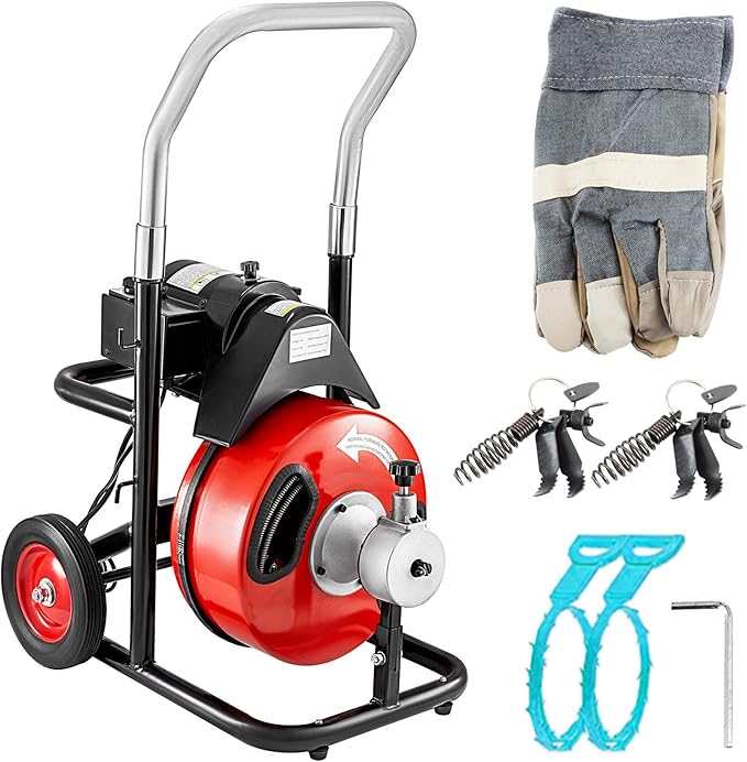 Vevor Electric Drain Cleaner 75 x 3/8 Inch Drain Cleaner with Cutter Amazon.co.uk DIY & Tools