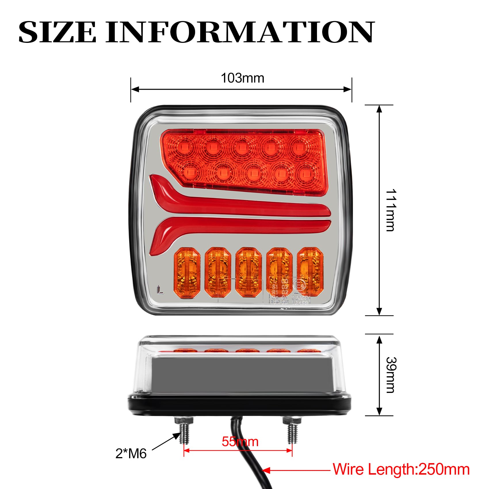 AOHEWEI 12/24V LED tylne światła przyczepy 2 szt. Światła tylne wodoodporne, lampa pozycyjna hamulca dynamiczny kierunkowskaz oświetlenie tablicy rejestracyjnej dla RV ciągnik siodłowy Van E-mark