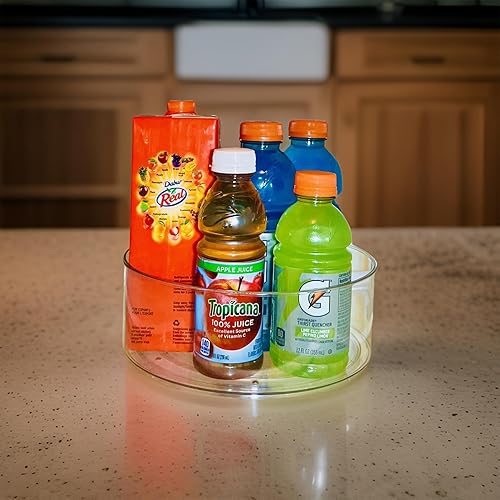 Miniatura 9 de Paquete de 3 organizadores transparentes Lazy Susan giratorios de 360 de 9 pulgadas para cocina, refrigerador, gabinete, encimera, despensa,