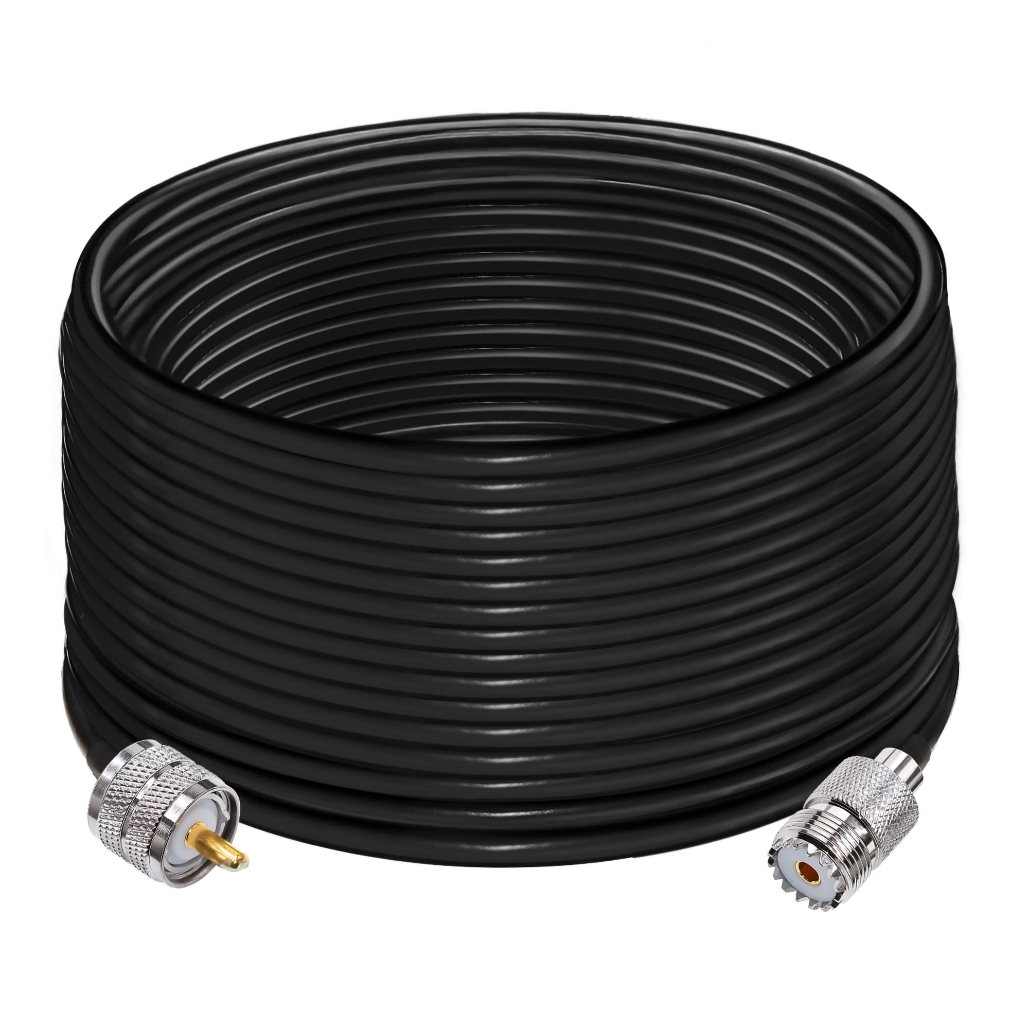 3AN Telecom UHF PL259 Cable RG58 PL259 SO239 Male to Female Extension Cable Low Loss CB Coax Cable Black for Two Way Radio CB Radio Wireless LAN Devices (49.2ft) (Black)
