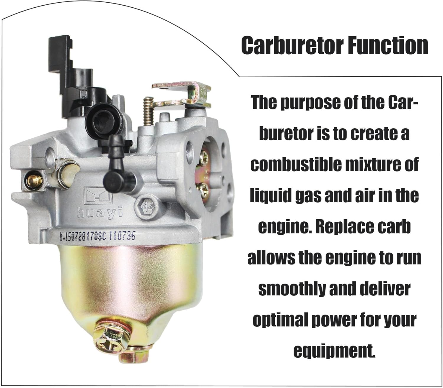 Huayi 951-12705 Carburetor 170SA for Troy-Bilt Storm 2410 2620 179cc, Squall 2100 Snowthrower; For MTD Cub Cadet Yard Machines Lawn Mowers 165-SU 165-SUA 165-SUB 265-SU 365-SUA 365-SUB Engine Model