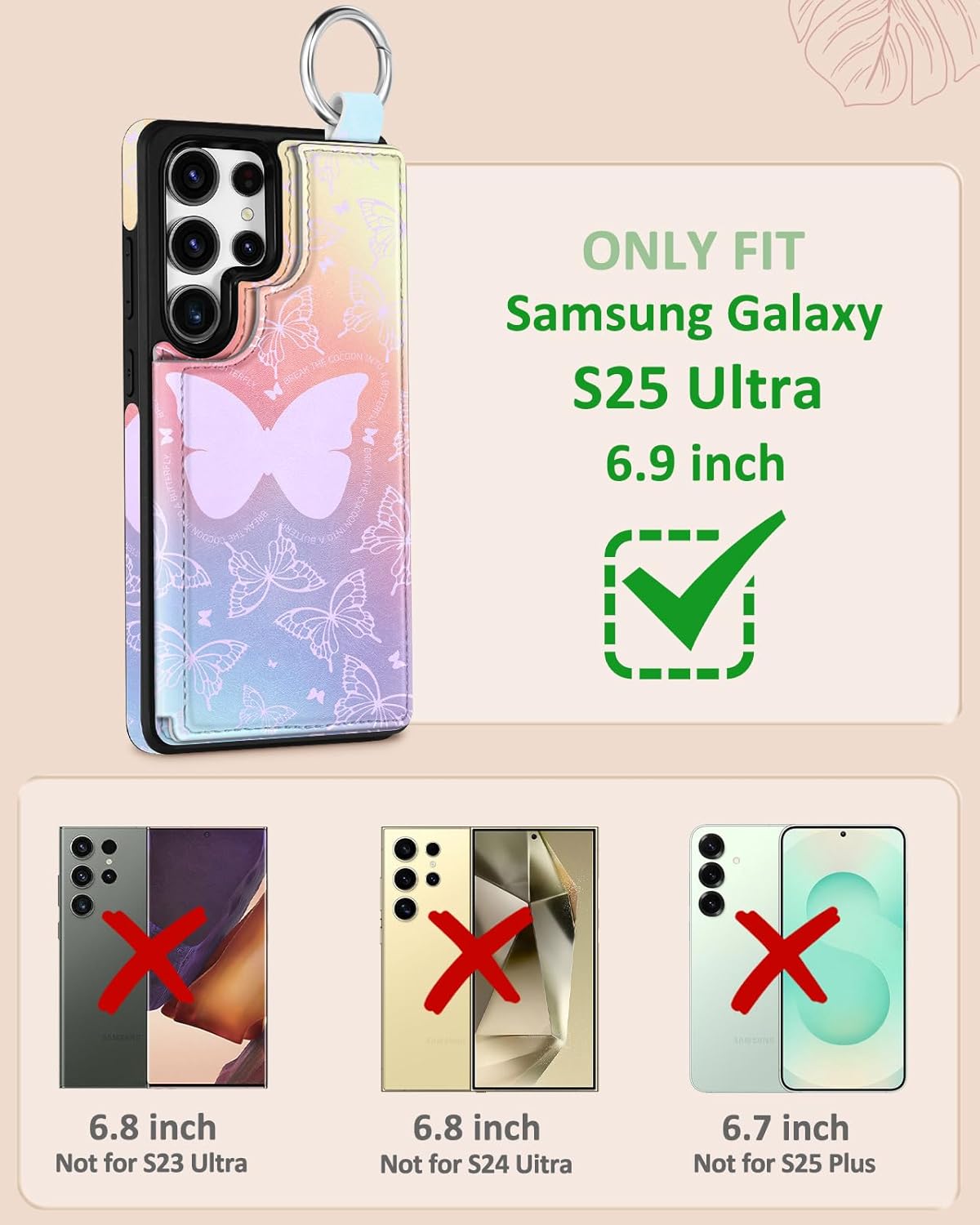 Shorogyt for Samsung Galaxy S25 Ultra Wallet Case - Cute Fashion Butterfly Design with Card Holder Kickstand for Magnetic Clasp Back Flip Folio Leather Phone Cases for Wome Girls Men - Image 2