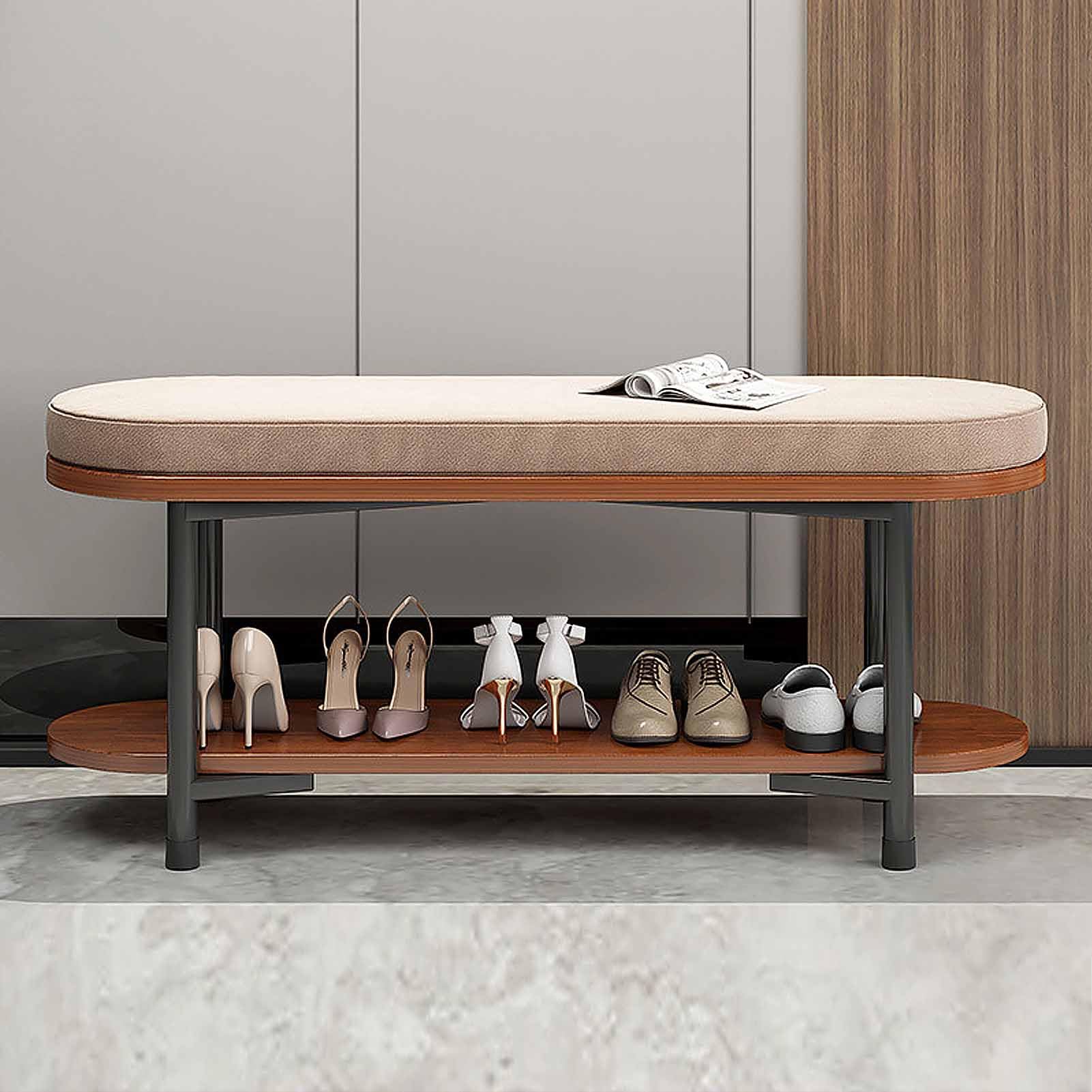 SXZenSpace Entryway Bench, Metal Storage Shoe Bench in Entry Way Hallway Foyer Rack, Bedroom Seat for Living Bed Mud Room Indoor
