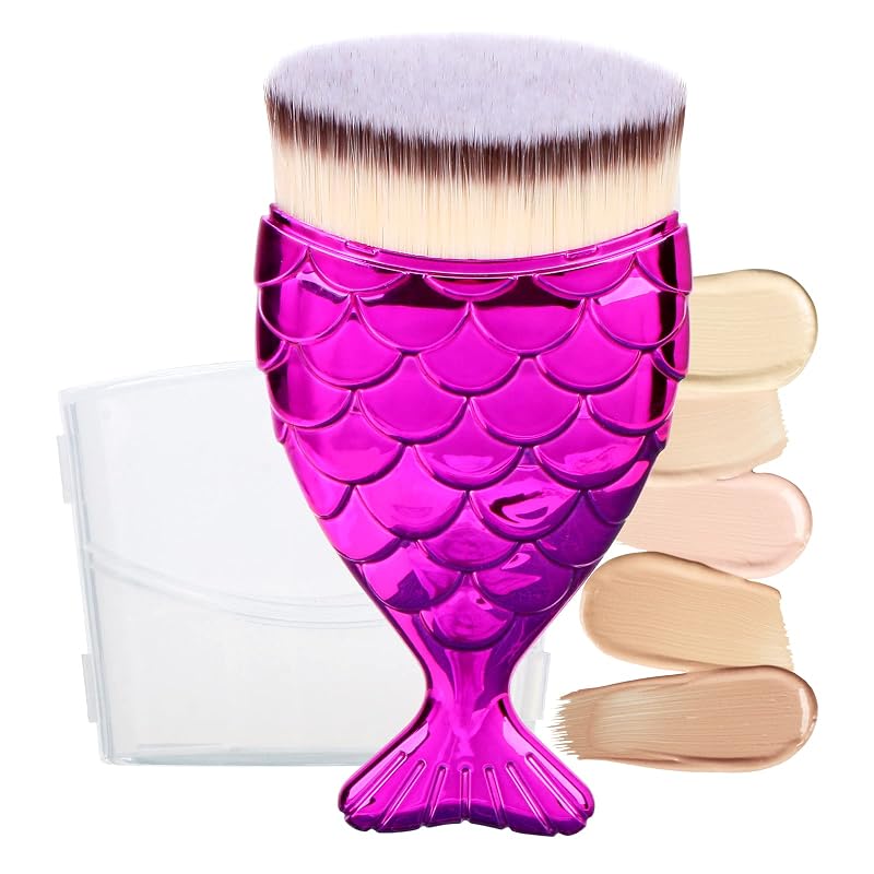 Pincel kabuki UNIMEIX para aplicação de cosméticos faciais, formato de peixe, cerdas de nylon, 1 unidade