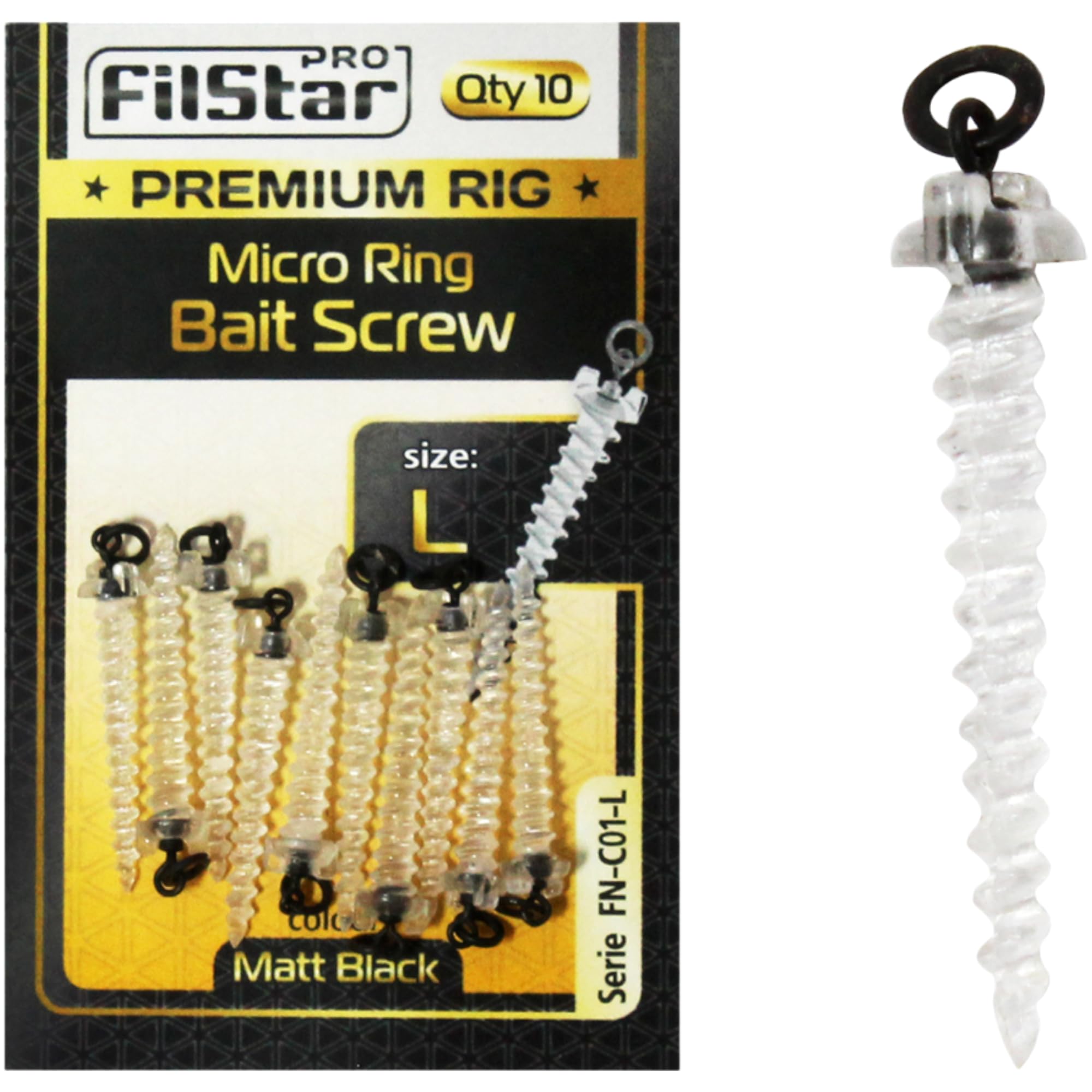 PRO Filstar Bait Screw with Ring 10 x 26 mm, Boilies & Pellets Bait Screws, Pop Up Boilie, Fishing Bait Screws