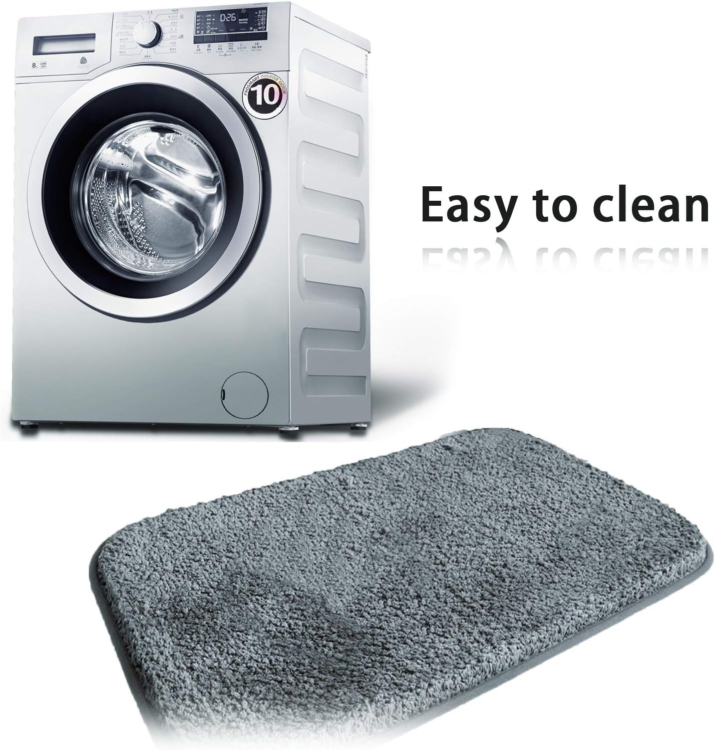 HALLYONA 20''X32'' Bathroom Rugs Set, 2pcs Washable Non-Slip Striped Pattern Bath Rugs for Bathroom, Indoor Soft Plush Shaggy Bathroom Runner Set(Lava Gray)