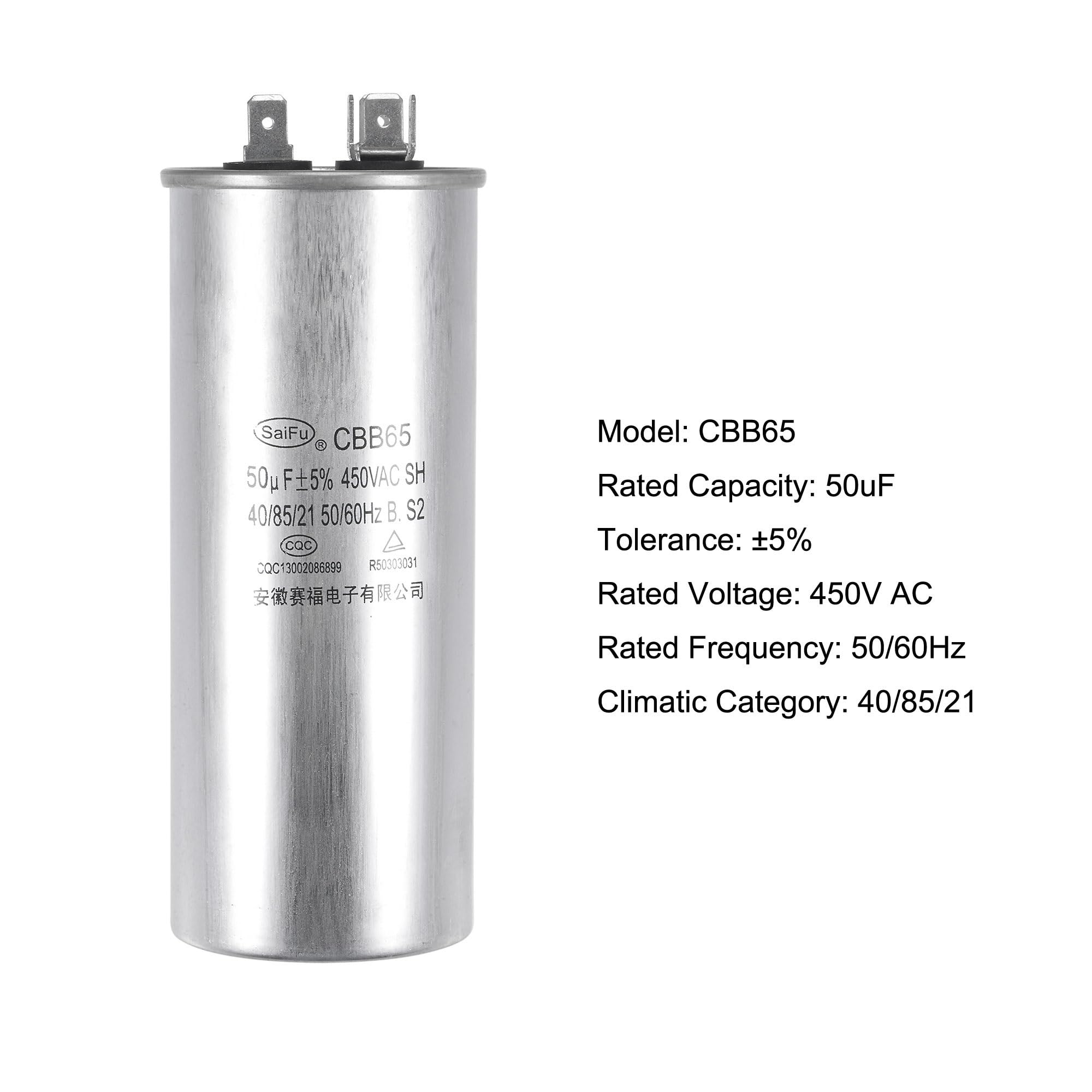 Kondensator biegowy CBB65 5-75uF 450V AC 40/85/21 Aluminiowa obudowa z terminalem silnika sprężarki klimatyzatora Skraplacz pompy ciepła(75uF 137x60mm szer. x D)