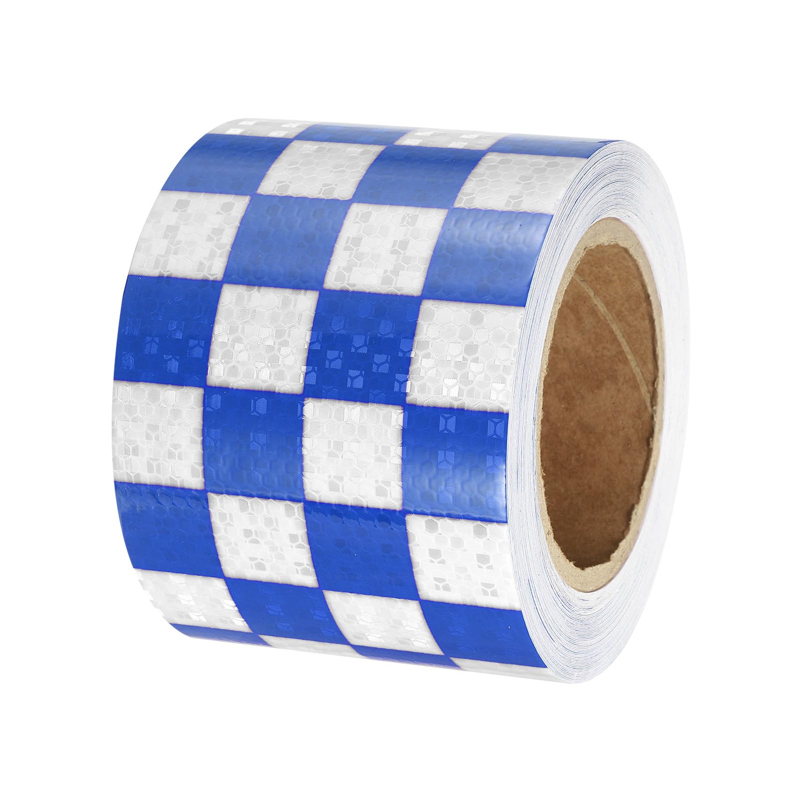 PATIKIL Ruban Réfléchissant Adhésif Carré Bleu Blanc 1 Rouleau 10cm x 20 Mètres Ruban Adhésif Réfléchissant de Sécurité Imperméable et Haute Visibilité pour Camions, Remorques, Voitures