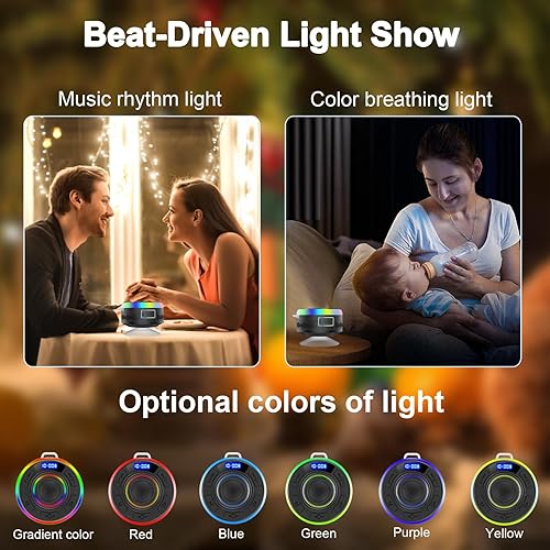 Miniatura 7 de Altavoz Bluetooth para ducha, IP7 impermeable altavoz portátil con sonido HD fuerte, luces RGB para el hogar, altavoces inalámbricos portátiles para