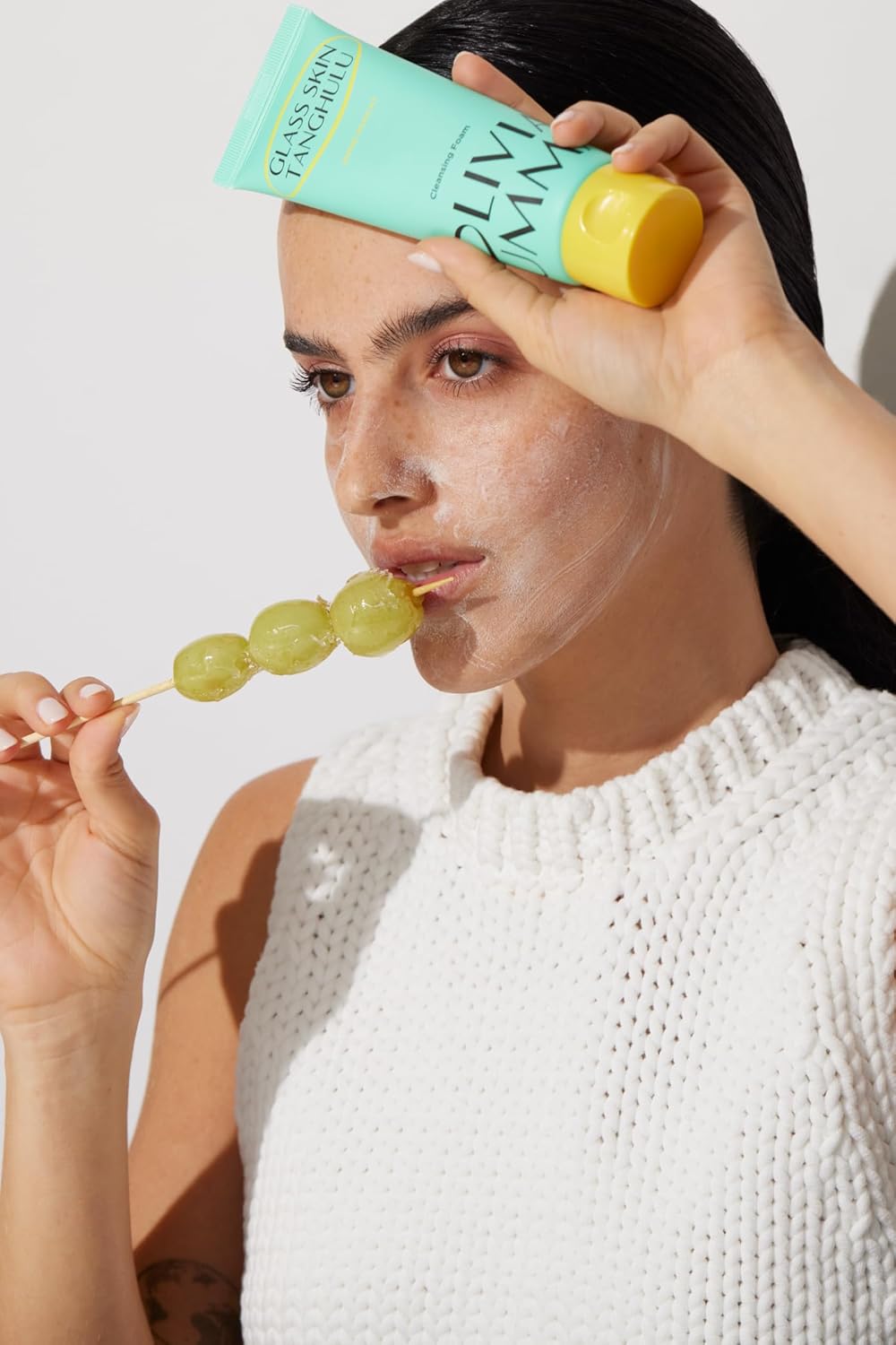 OLIVIAUMMA Glass Skin Tanghulu Shine Muscat Foaming Cleanser - Korean Face Wash for All Skin Types - Foam Cleanser for Radiant Skin - Deep Cleansing, Moisturizing, and Antioxidant-Rich - 120ml - Image 3