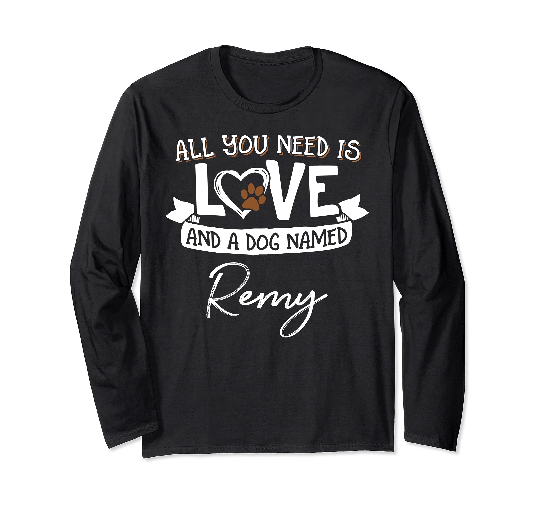 Cute Dog Named Remy Design for Women and Men Long Sleeve T-Shirt, Black