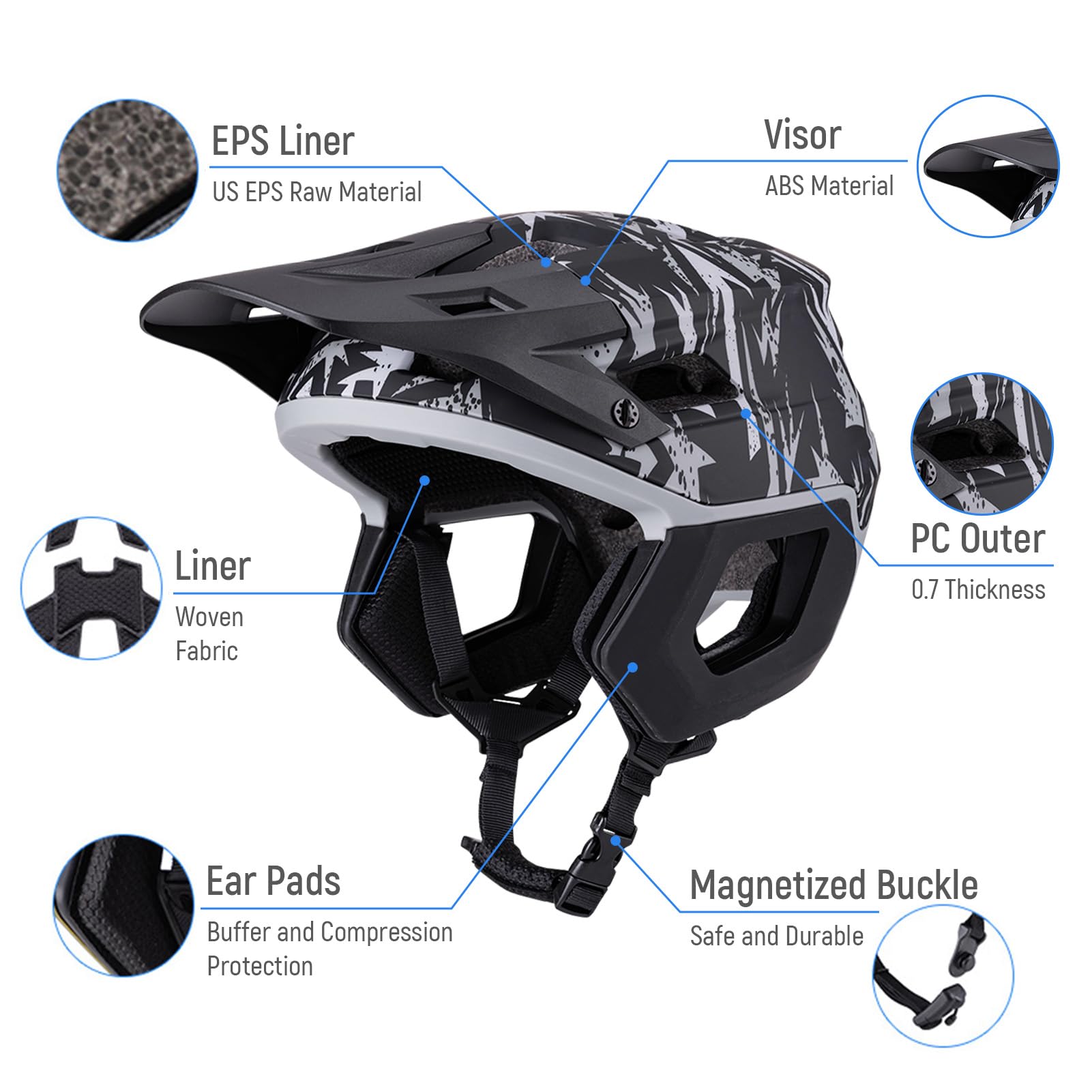 Casco de Bicicleta Adulto con Forro y Visera Extraíble, Ajustable Casco de Ciclismo Montaña para Mujeres y Hombres, Ultraligero, Transpirable, Unisex, Montaña & Carretera,