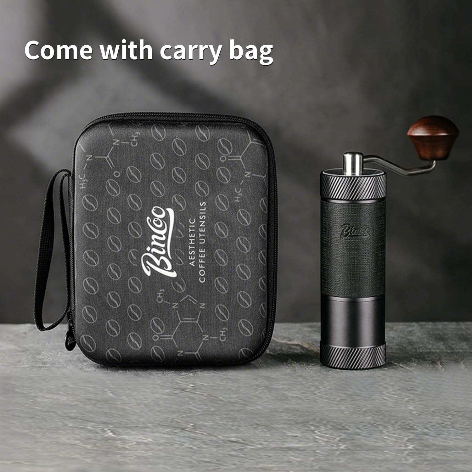Manual Coffee Bean Grinder, Portable Hand Espresso Grinder with 6 Star CNC Stainless Steel Conical Burr,16 Internal Adjustable Setting and Double Bearing, Portable Carry Bag, 25g Capacity