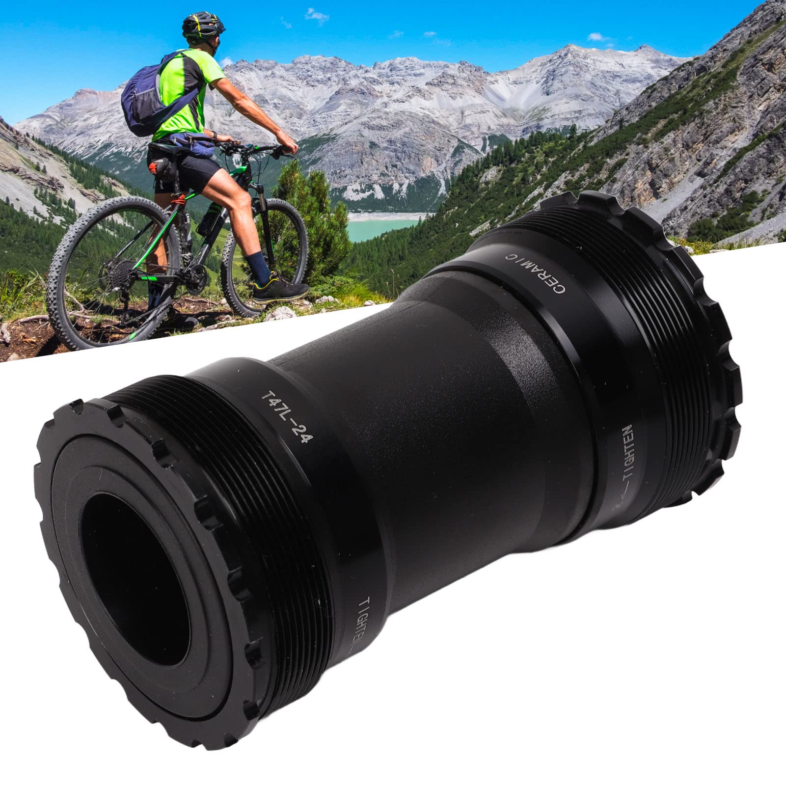 Soporte Inferior Bicicleta, Rodamientos Cerámica Alta Durabilidad, Eje 24mm T47 para Ciclistas Profesionales y Aficionados en Carretera y Montaña