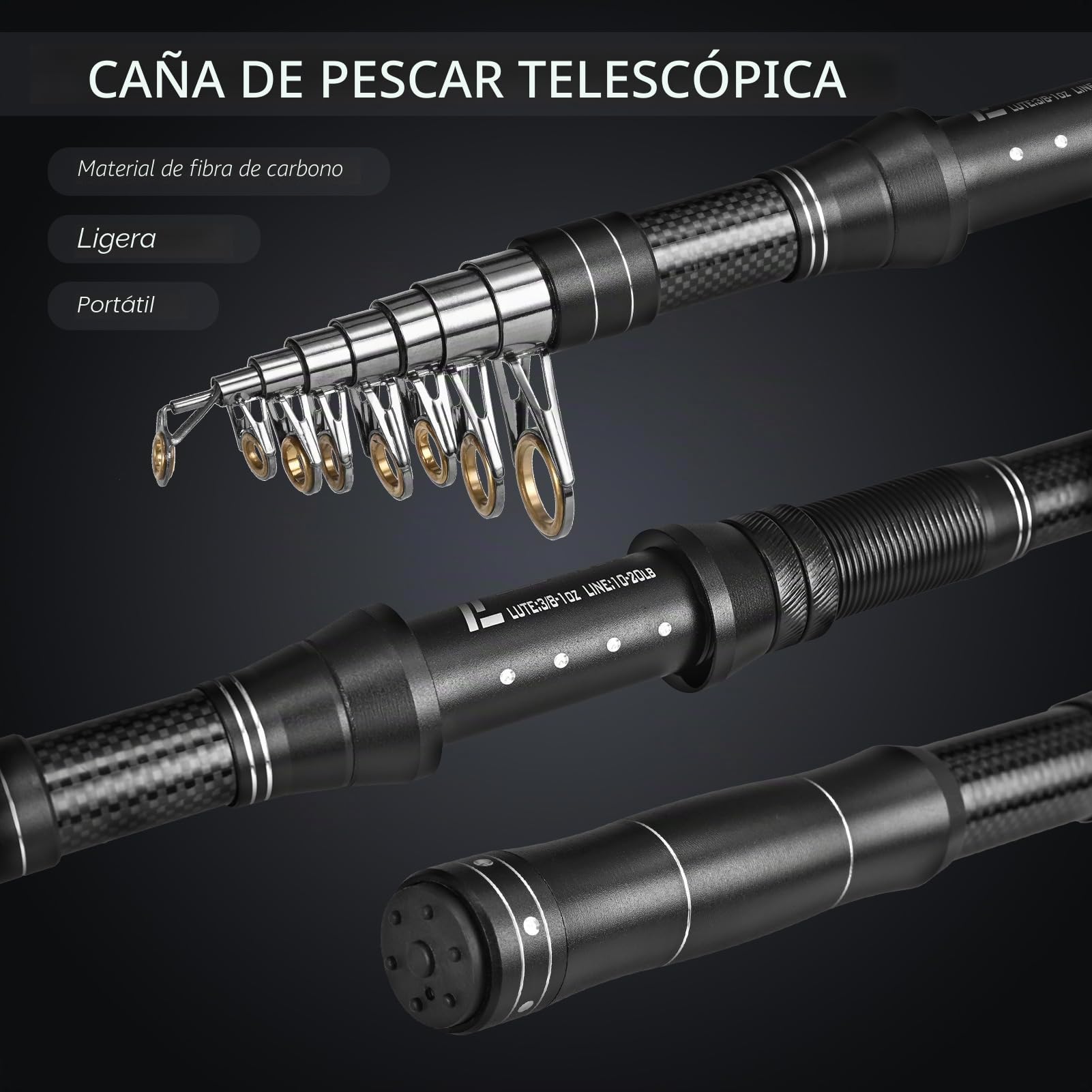 Lixada Combo de carrete de caña de pescar telescópica con línea de pesca, kit de señuelos de pesca y accesorios y bolsa de transporte para agua salada y agua dulce kit de accesorios de pesca