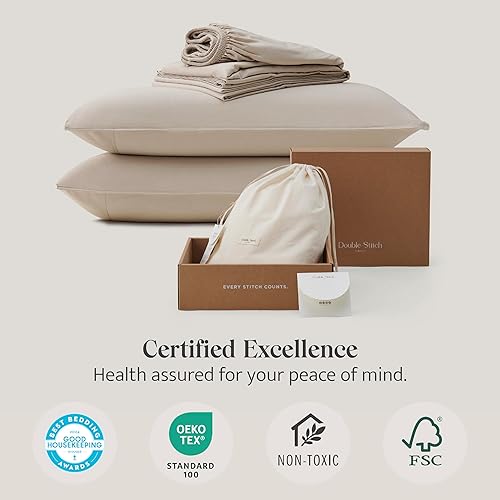 Miniatura 6 de Double Stitch by Bedsure Juego de sábanas de algodón Tencel  Ganador del premio Good Housekeeping Award, juego de sábanas tamaño King, refrescante,