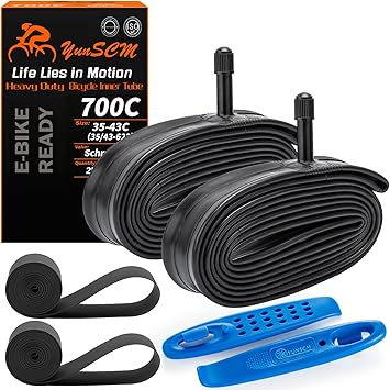 700C Heavy Duty Bike Tubes 700x35C/38C/40C/42C/43C 35/43-622 700C Bicycle Tubes Compatible Road, Gravel, Mountain, Hybrid Bike Tire Tubes AV32mm Schrader Valve 2-PCS