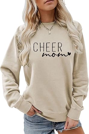Cheer Mom Sweatshirt for Women Game Day Crewneck Pullover Long Sleeve Sports Mom Shirt