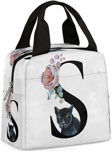 Bolsa de almuerzo con inicial S, bonita bolsa de almuerzo aislada, reutilizable, para adultos, mujeres, hombres, trabajo, pesca, playa, picnic,