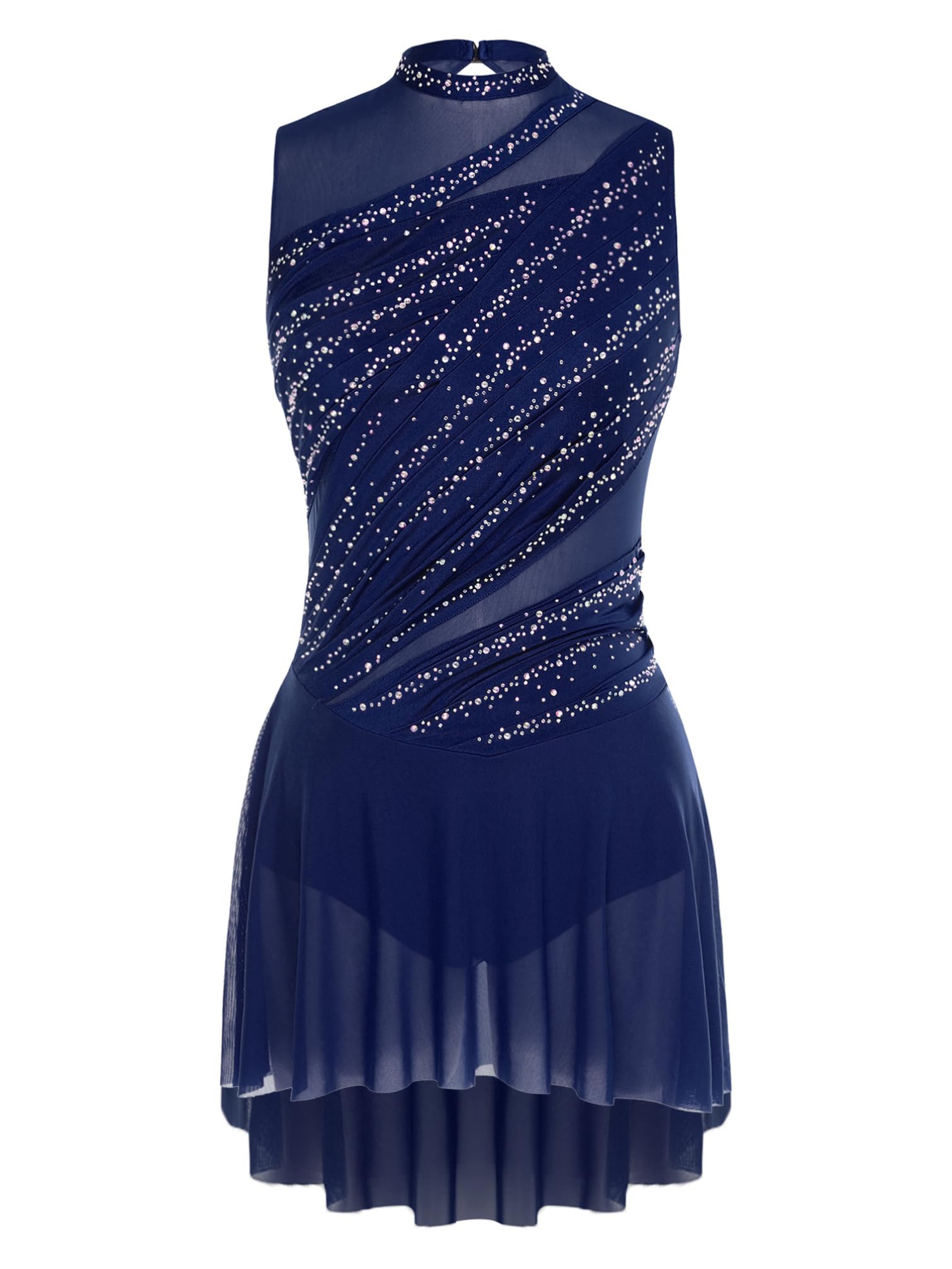TiaoBug Vestidos De Baile De Patinaje Artístico para Mujer Maillot Sin Manga De Lentejuelas Body De Danza Gimnasia Rítmica