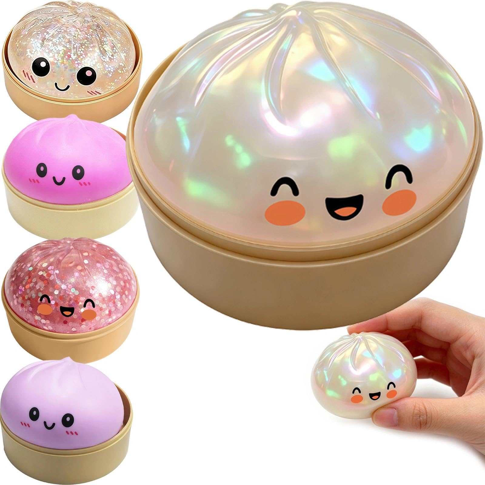 Dumpling Squishy, Pearl White Finish, Portable Decompression Squeeze Piece, Anxiety Relief Sensory Relaxation For Daily Use