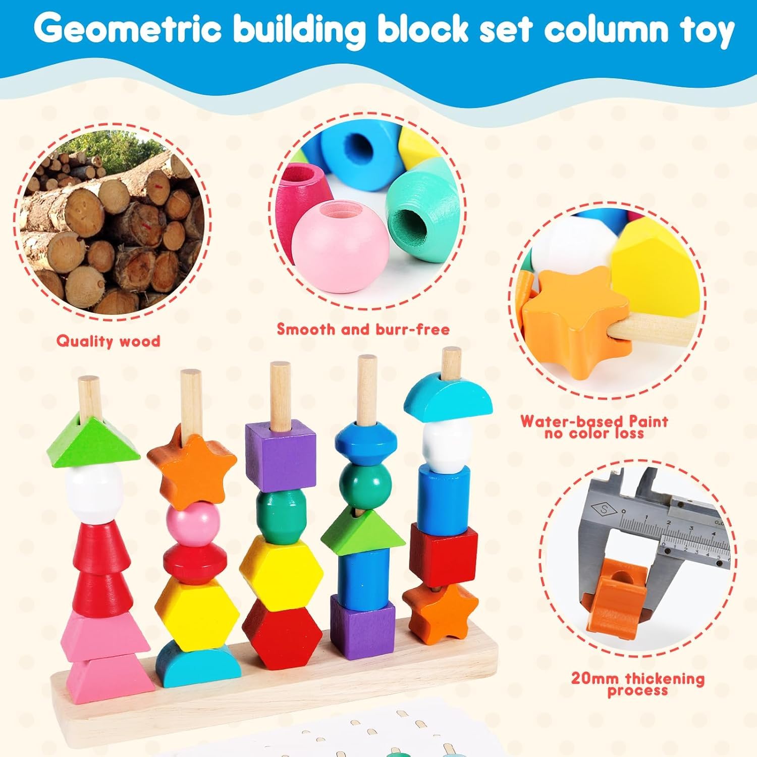 Mooshy Giocattolo Montessori In Legno Per Bambini 1-3 Anni: Ordinamento Colori Con Due Coperchi E Sacchetto - 3