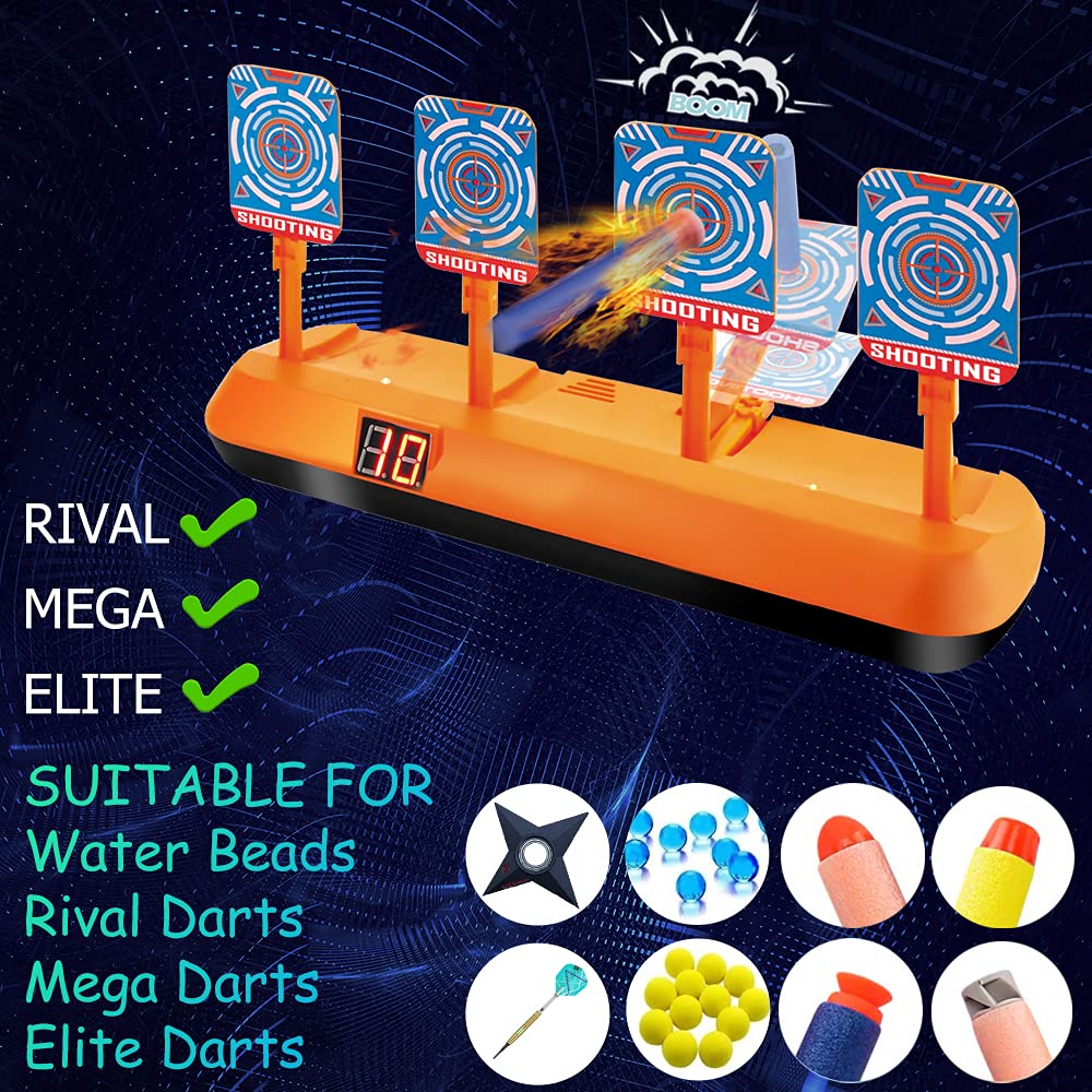 Cible Nerf Automatique Avec Scores Numériques Et Sons - Kit Tir 1 Pistolet + 40 Fléchettes, Jouet Enfant 5-12 Ans Garçons Filles