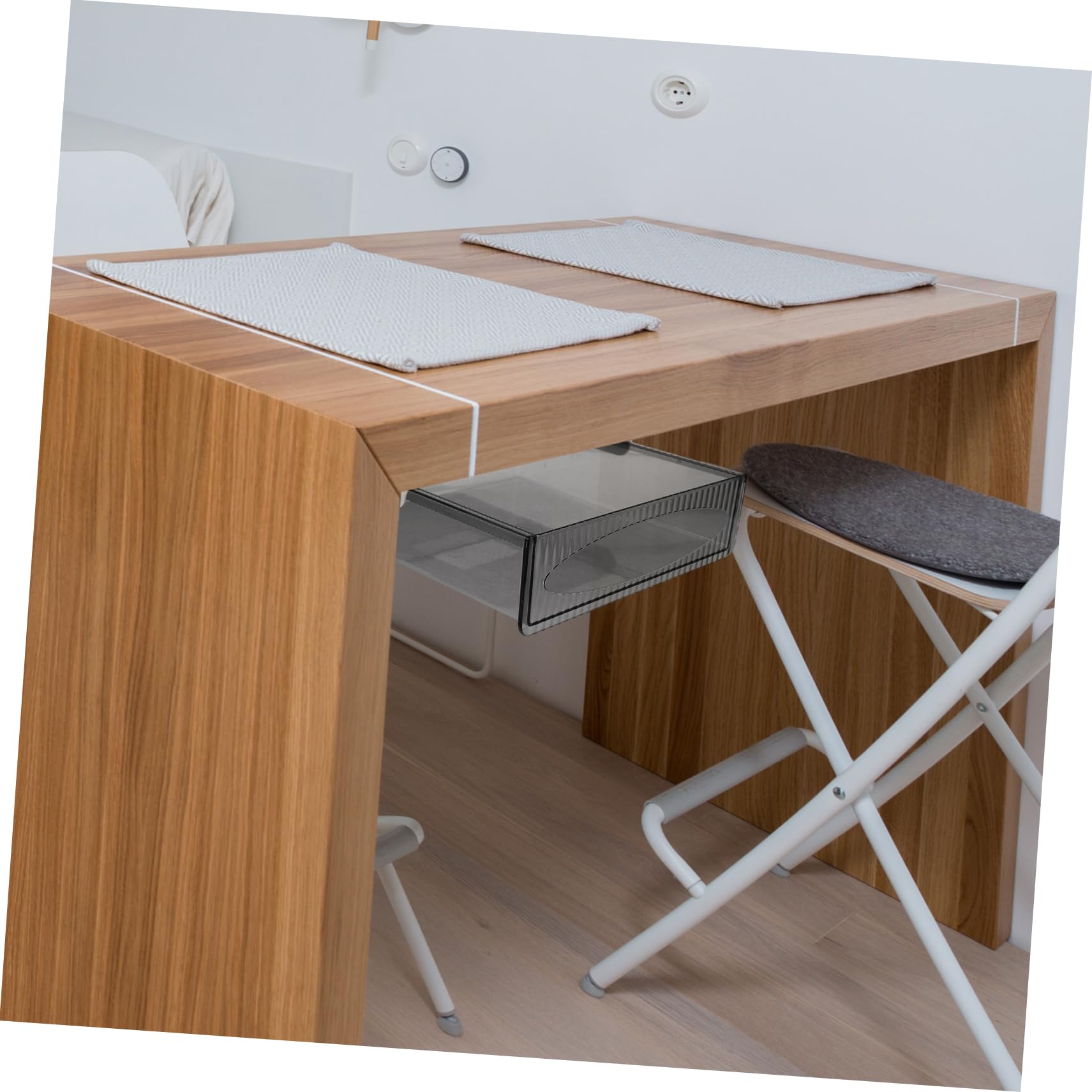 TEHAUX 2pezzi Organizer in Plastica Resistente per Sotto la Scrivania, Scatola Portaoggetti Nascosta per Cassetto, per Organizzazione Ufficio e Casa