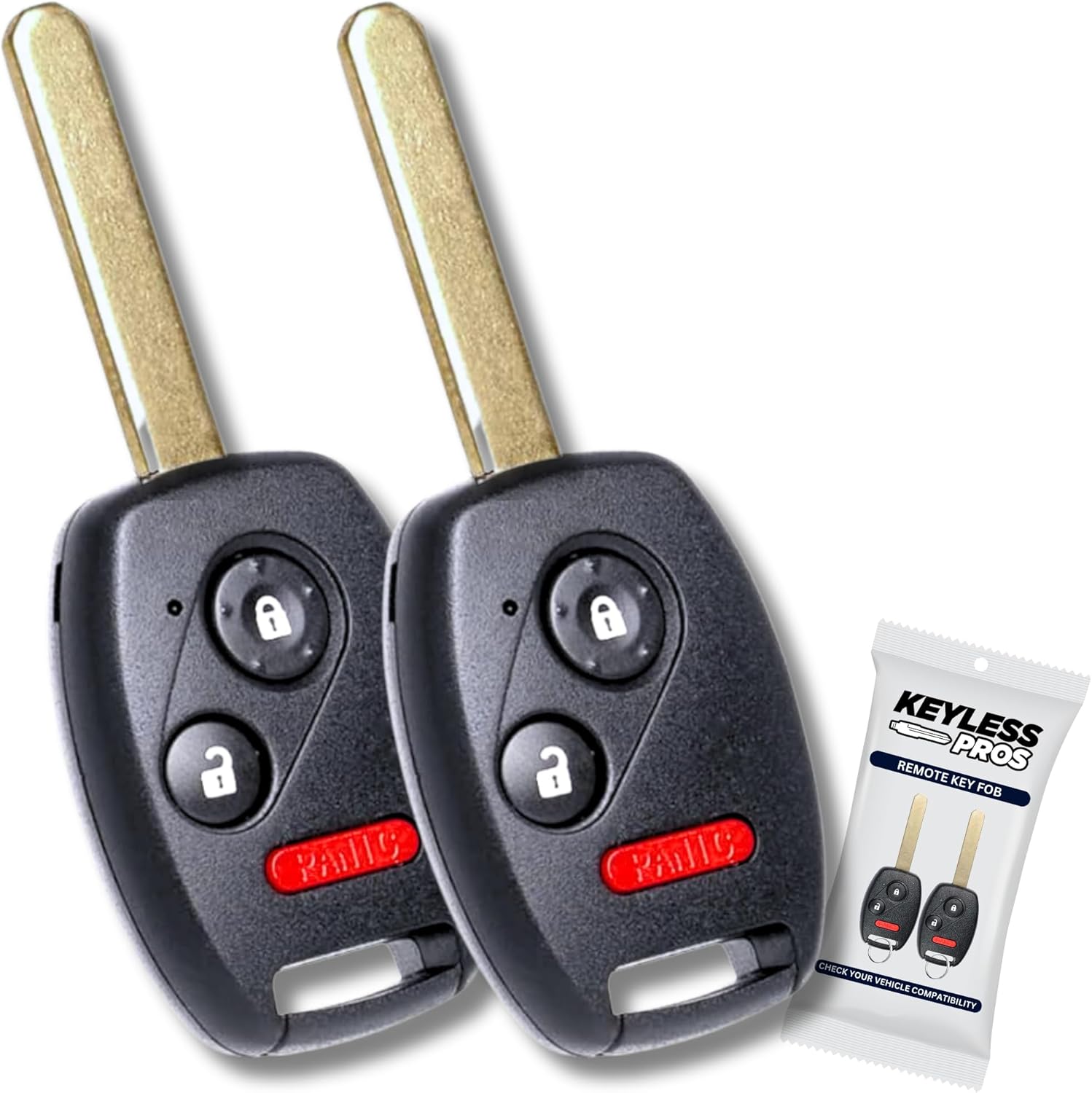 3-Button Keyless Entry Remote Key Fob Replacement, Fits 2010-2012, 2007-2013 Honda Accord, CR-V, CR-Z, Fit, Insight (2-Pack) - MLBHLIK-1T