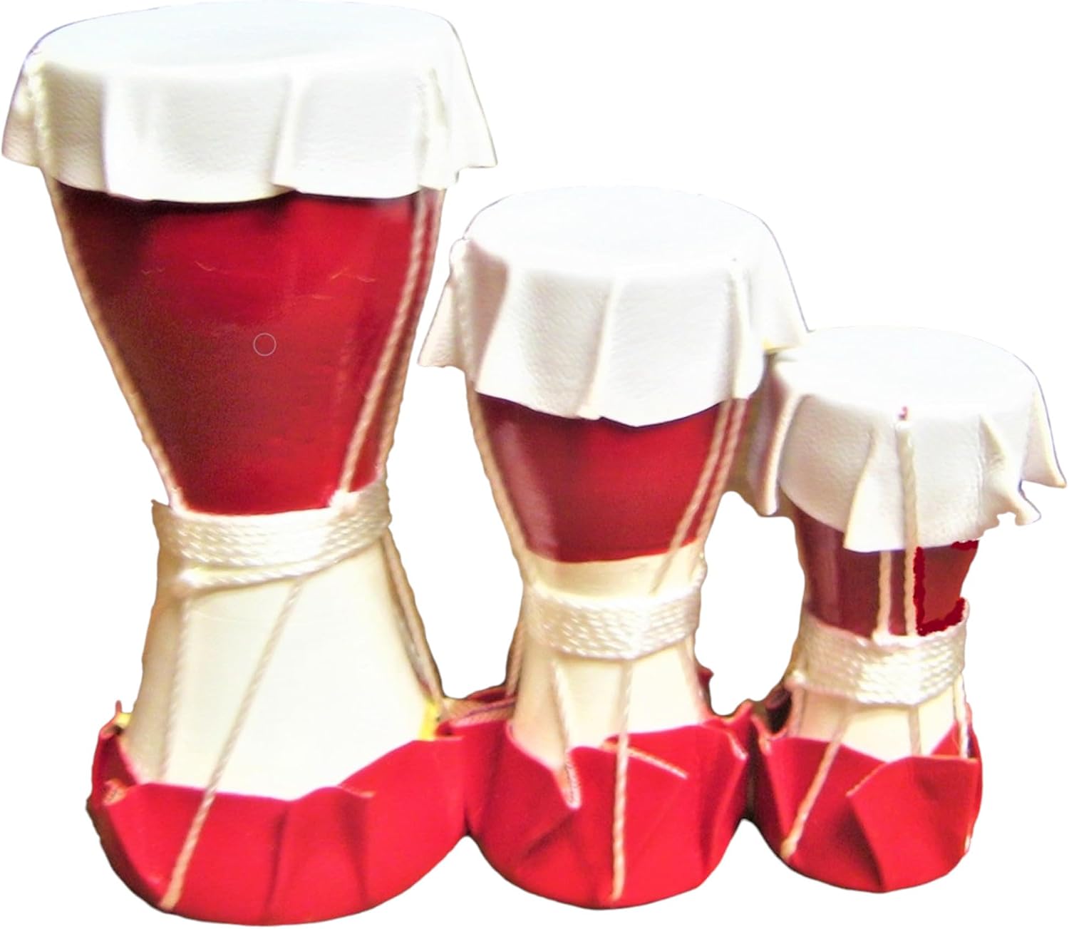 Santeria Mini Drums Set, Decorative Ritual Tool, Set of 3 Drums in Varying Sizes (Elegua (Red and Black))