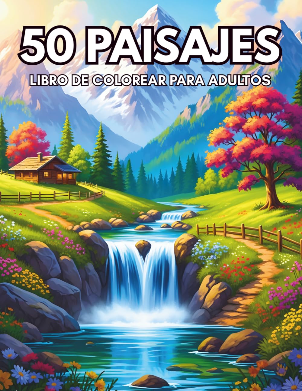 50 Paisajes Libro de Colorear para Adultos: Paisajes Tranquilos para Relajarse y Disfrutar de Momentos Creativos