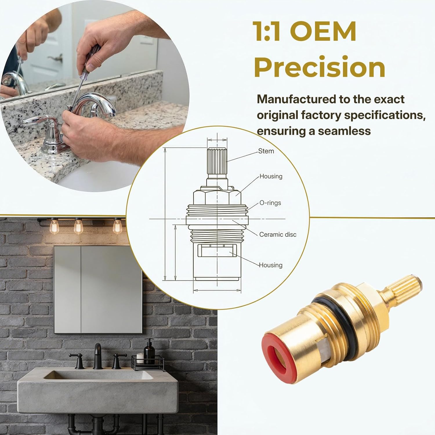 94009000 Faucet Cartridge for Hansgrohe,Hot Water Side Dedicated Replacement Cartridge for Kitchen & Shower Faucets (1 Pack)