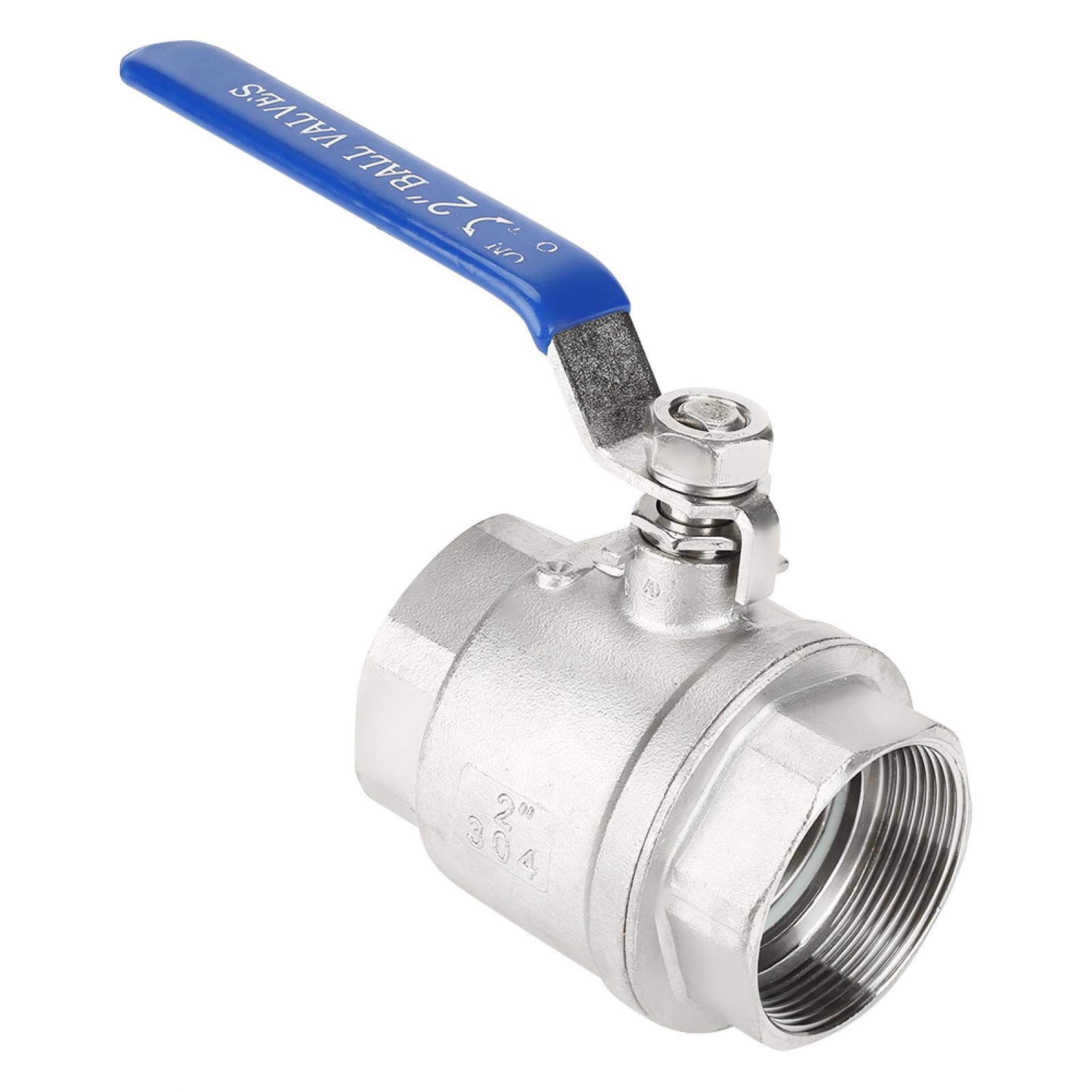 Vanne à Boule à Filetage Femelle 304 Acier Inoxydable 2 Pouces DN50 - Port Complet 1000psi WOG - Deux Pièces à Levier Manuel Bleu