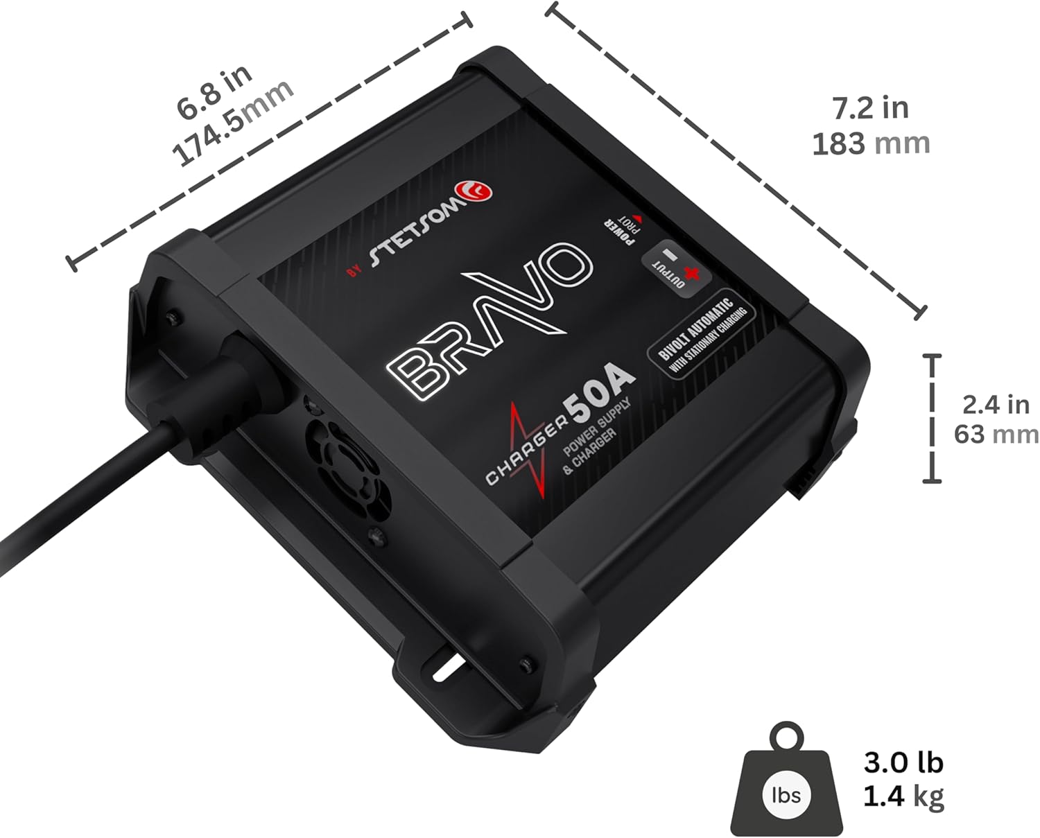 Stetsom Bravo Charger 50A PRO Bivolt, Battery Charger 50A, Car Audio System Power Supply Bivolt Automatic 127v/220vAC, Fixed/Slow/Fast Charge Mode, Stetsom Battery Charger, Smart Charger Battery