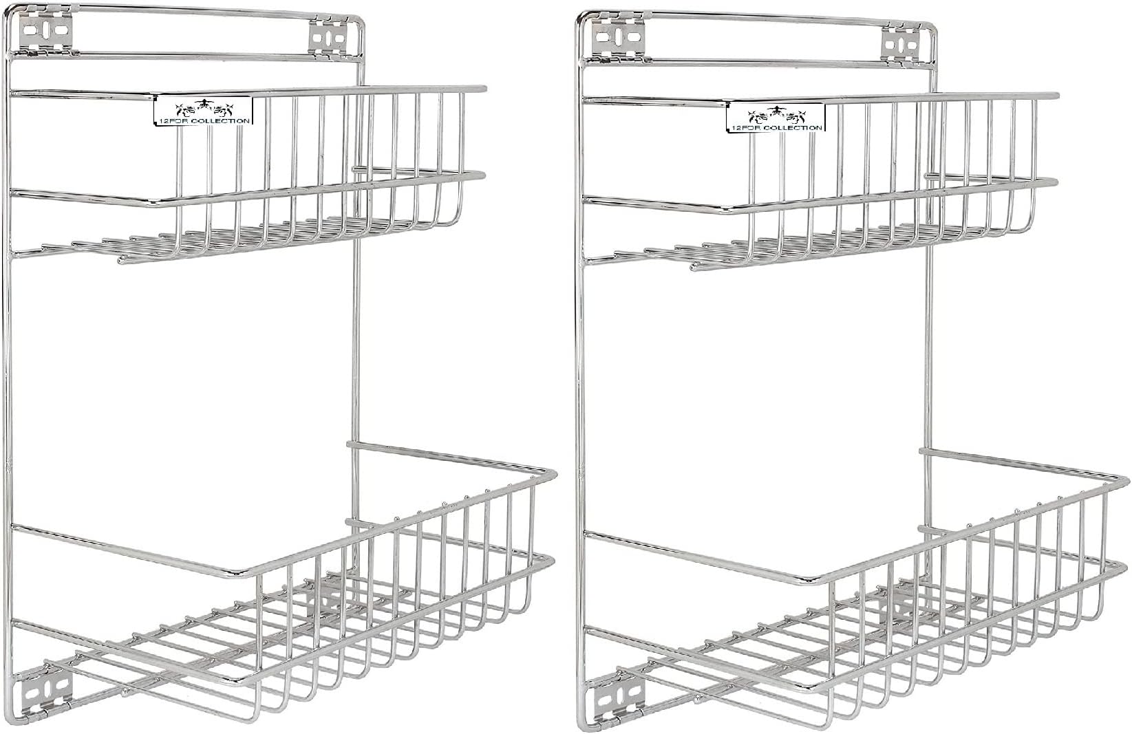 CR18 COLLECTION Wall Mounted Detergent Holder/ Multi Purpose Shelves/ Bath Room Shelves/ Corner Rack (Set Of 2, Stainless Steel)