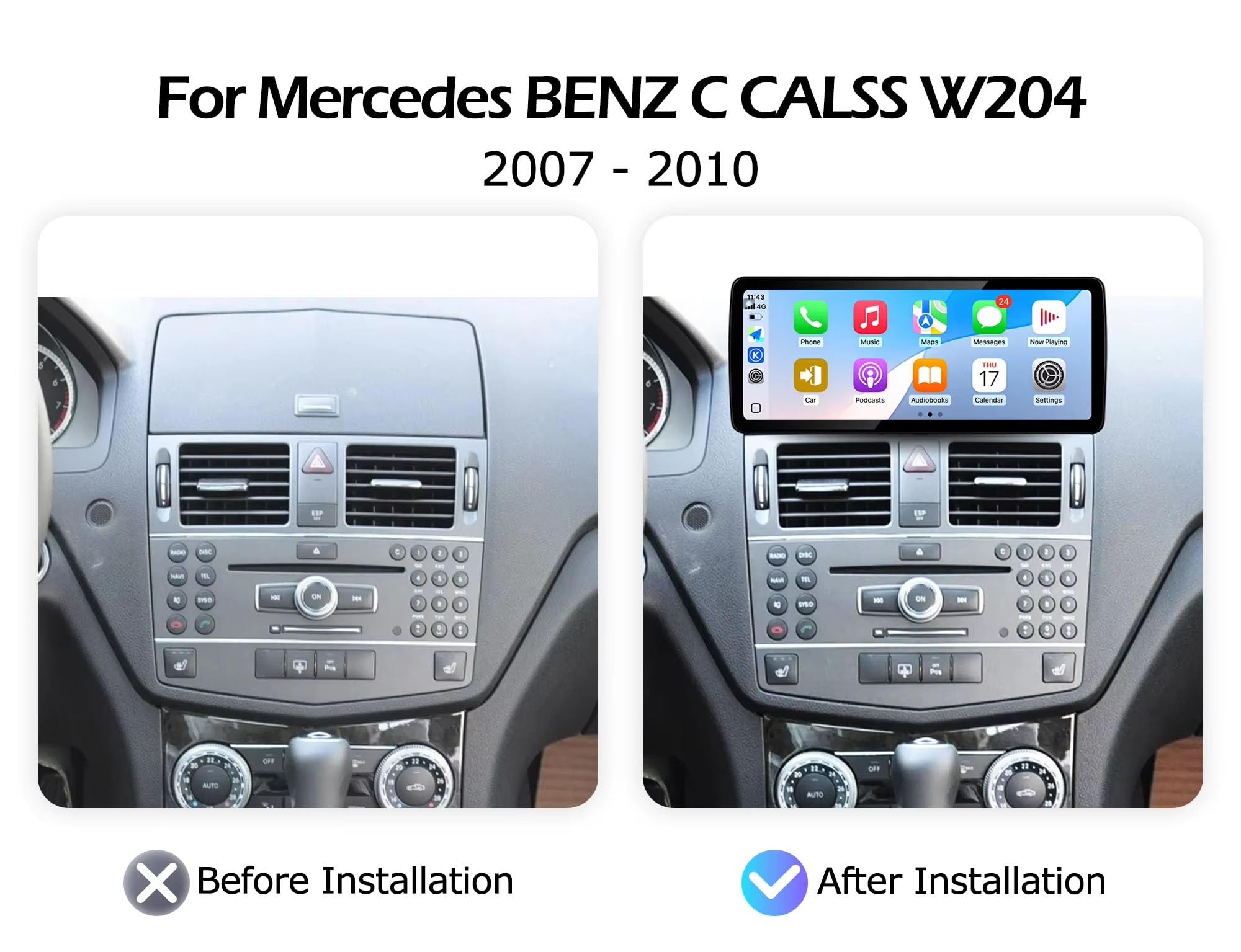 For Mercedes BENZ C CALSS W204 2007-2010 GPS DSP BT 5.0 Auto
